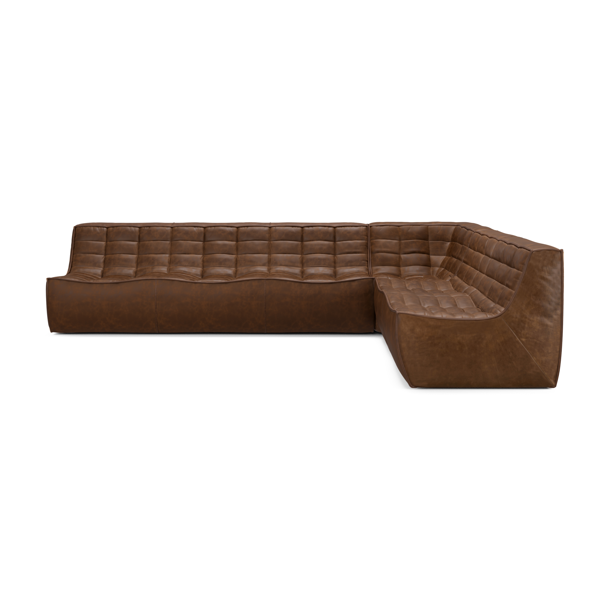 Modulaire bank N701 chestnut set 1+3 seat, 90° rechte hoek