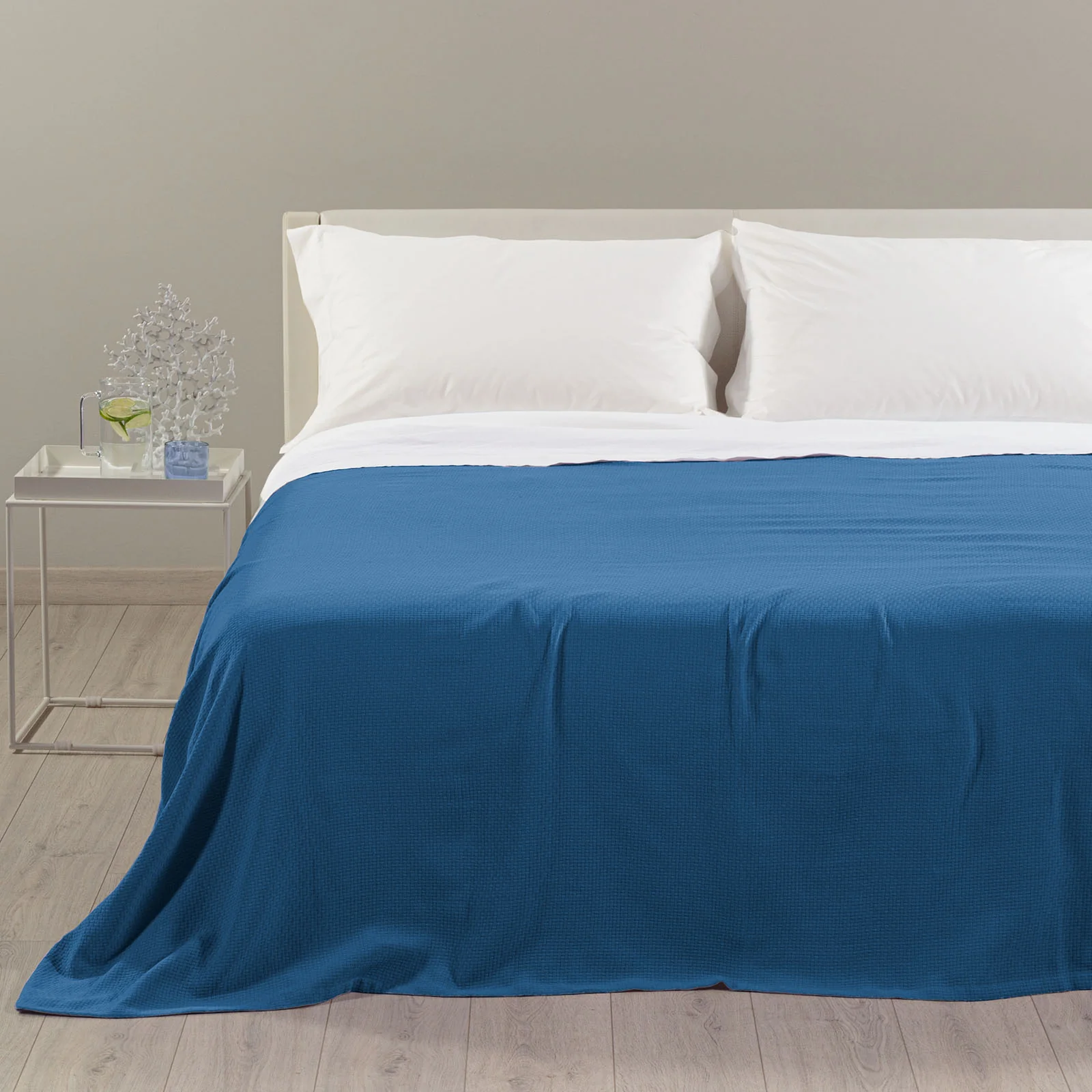 Non -quilted cotton cotton cotton single blue caleffi