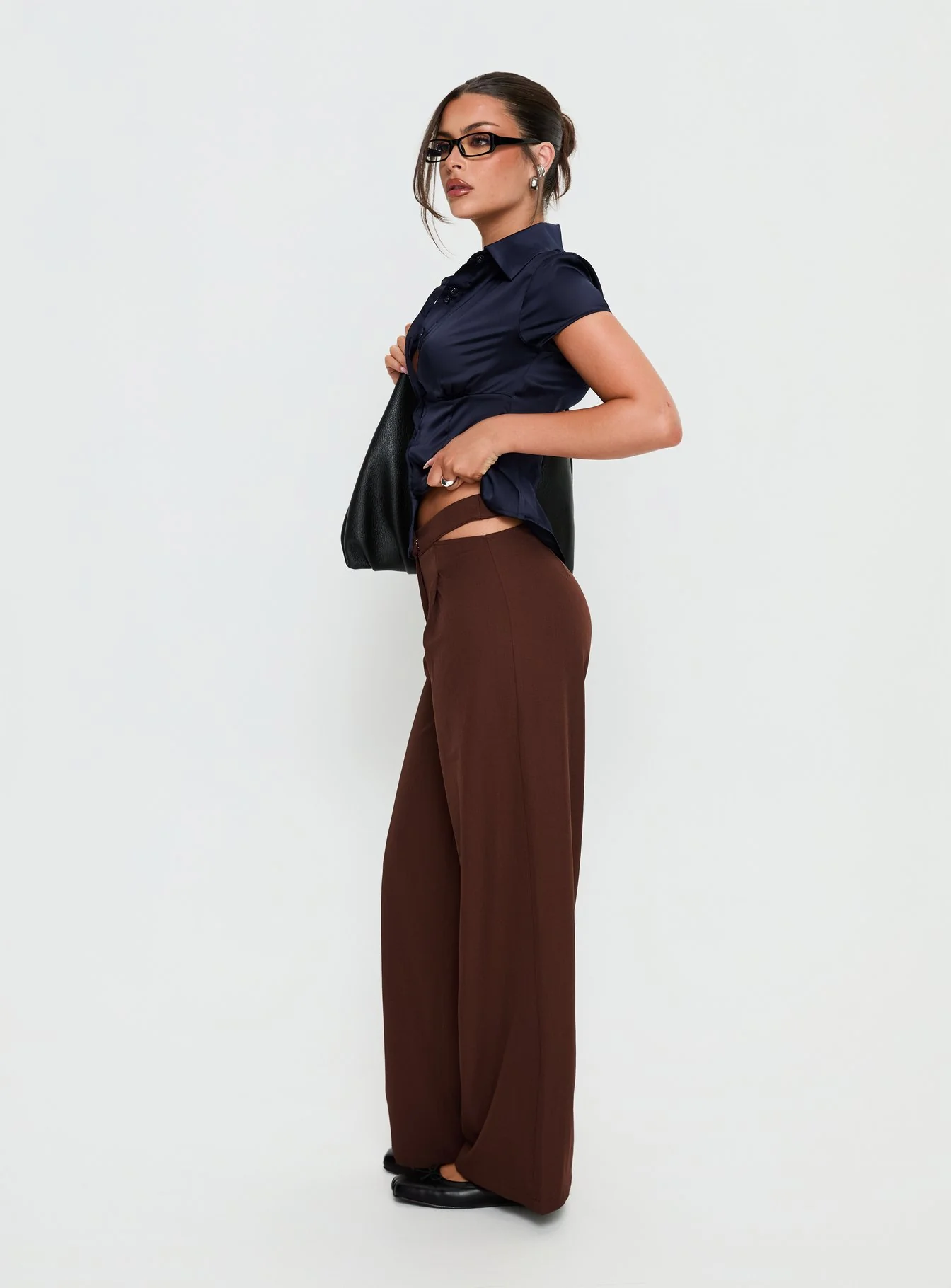 Alys Cut Out Straight Leg Pant Brown
