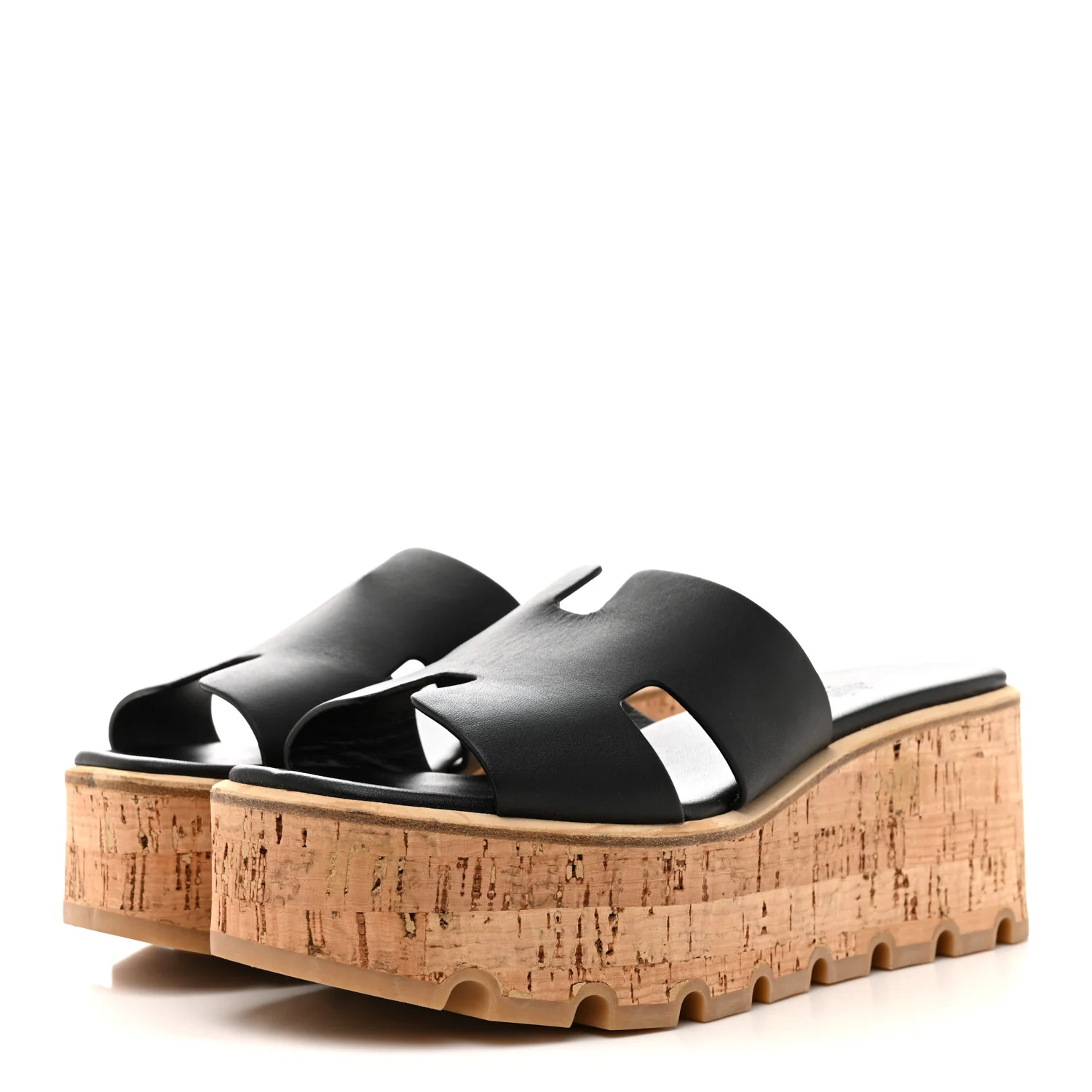 Calfskin Cork Eze 30 Sandals 37 Black - Top Club