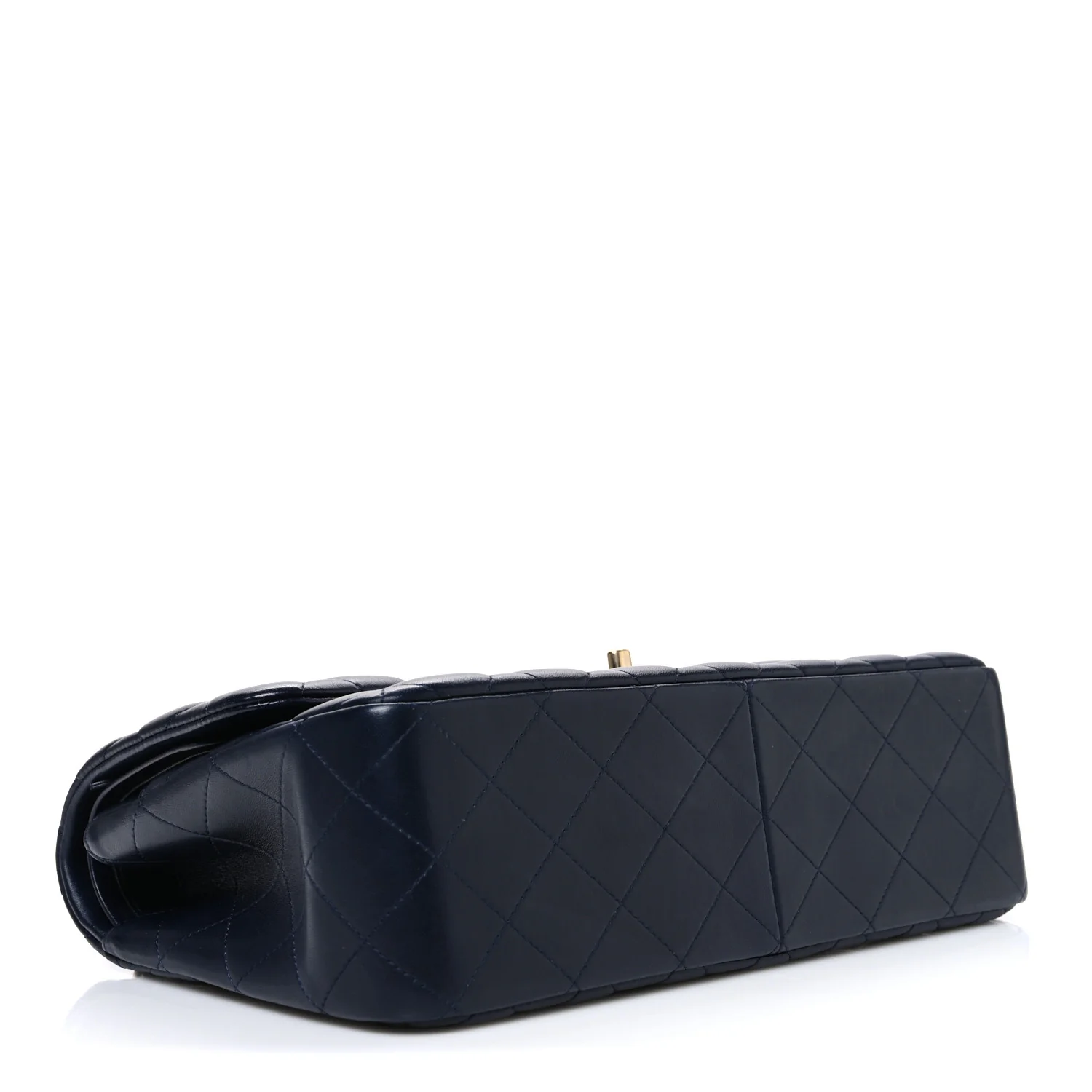 Lambskin Quilted Jumbo Double Flap Navy - Top Club