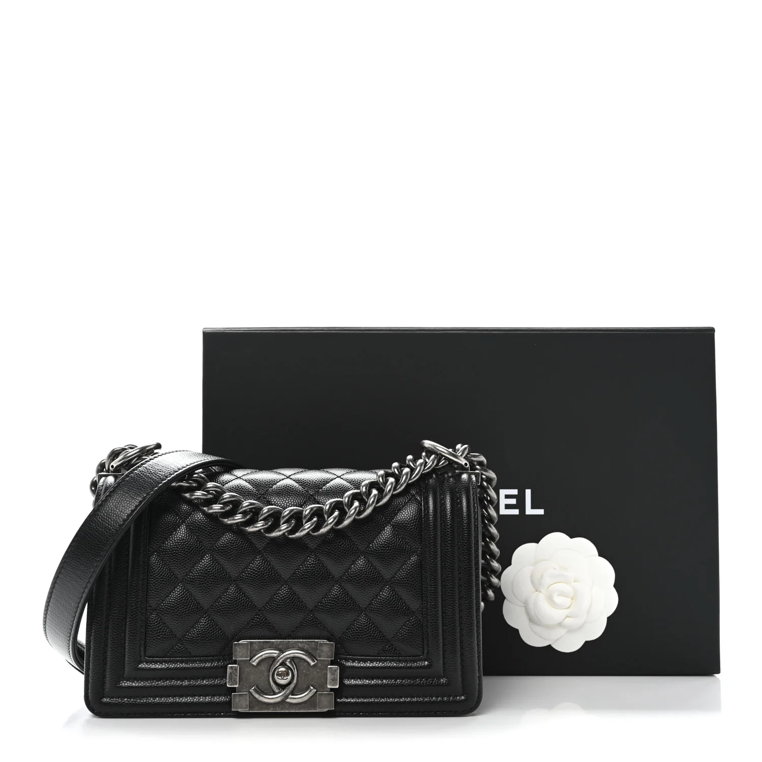 Caviar Quilted Small Boy Flap Black - Top Club