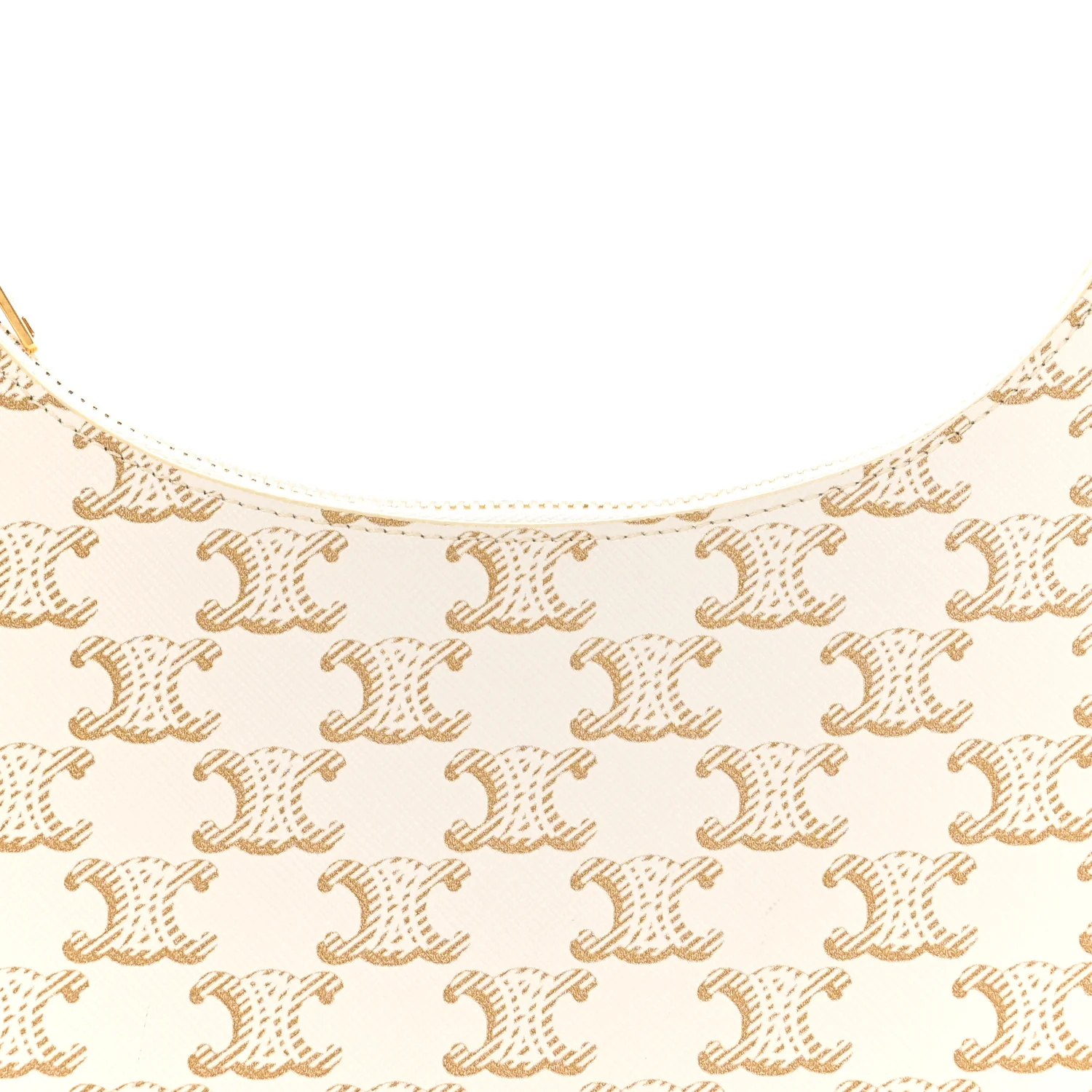Canvas Calfskin Ava Triomphe Shoulder Bag White - Top Club