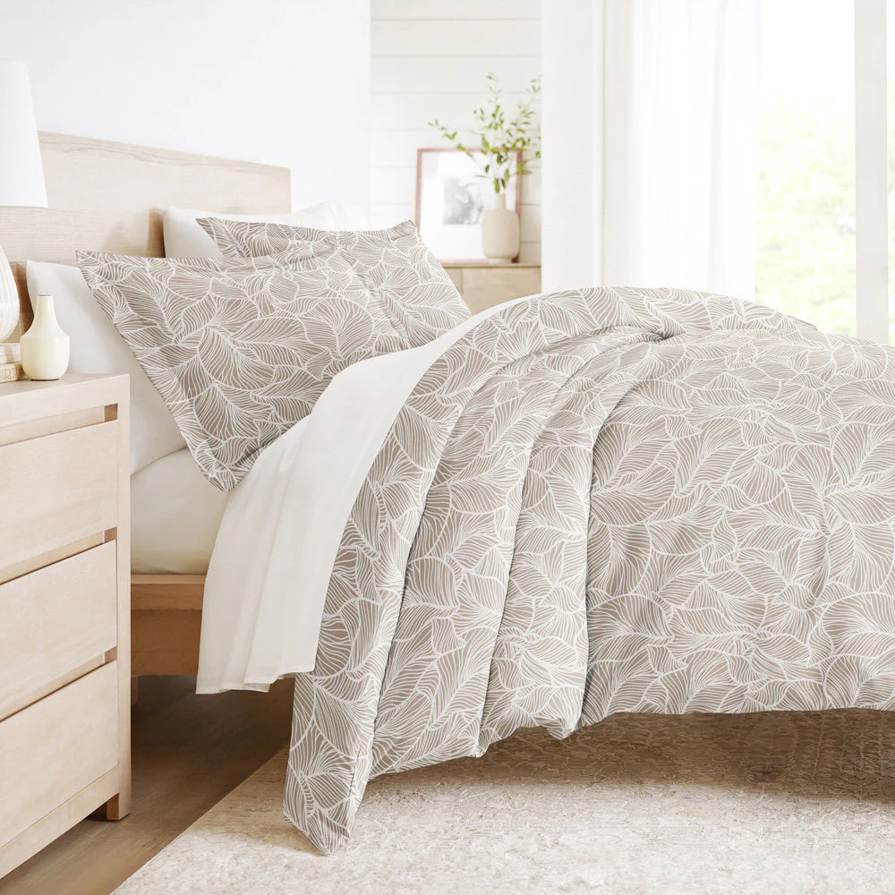 Linear Leaves Pattern 3-Piece Duvet Cover Set (Sale)