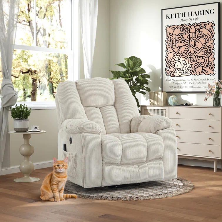 41'' Oversized Power Lift Chair - Heated Massage Electric Recliner with Super Soft Padding