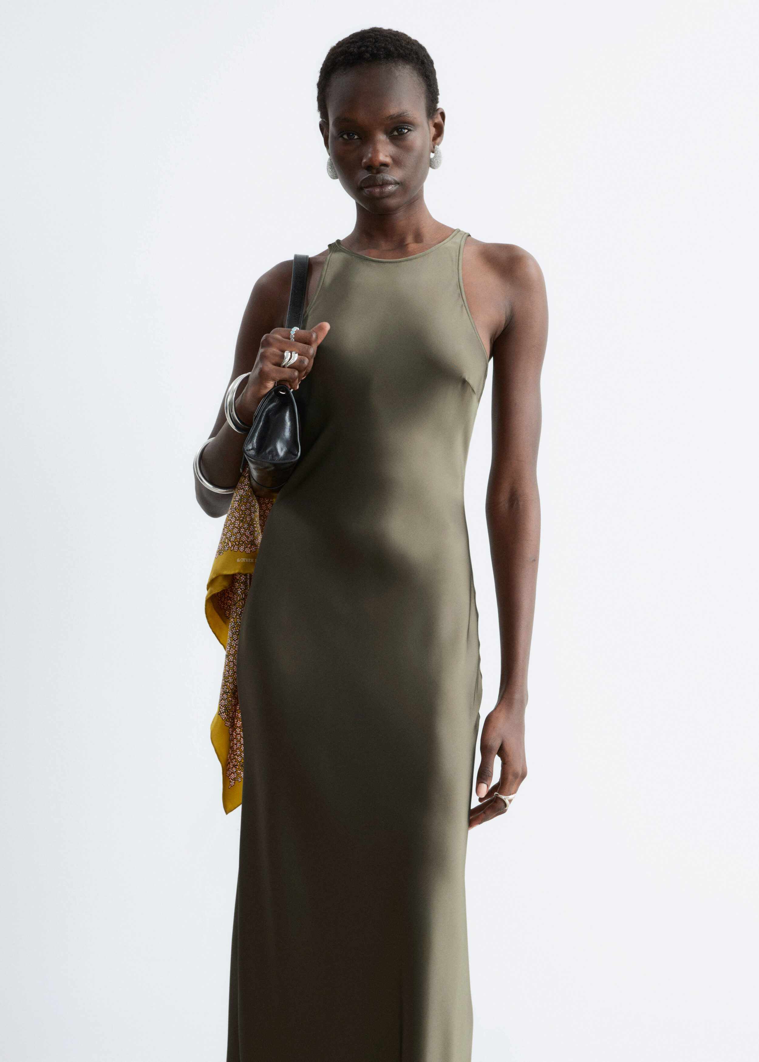 & Other Stories SLEEVELESS SATIN MIDI DRESS