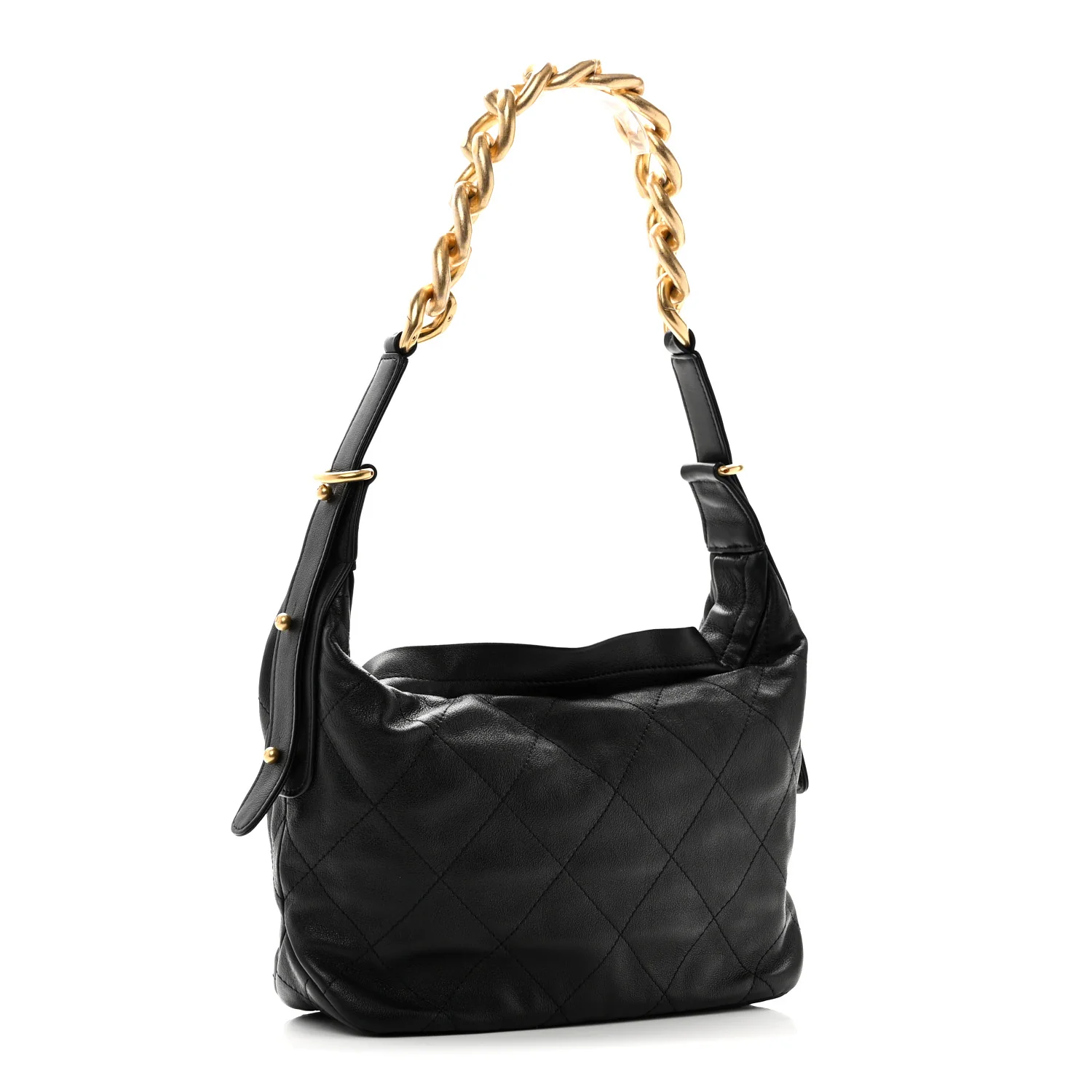 Calfskin Quilted Daily Hobo Black - Top Club
