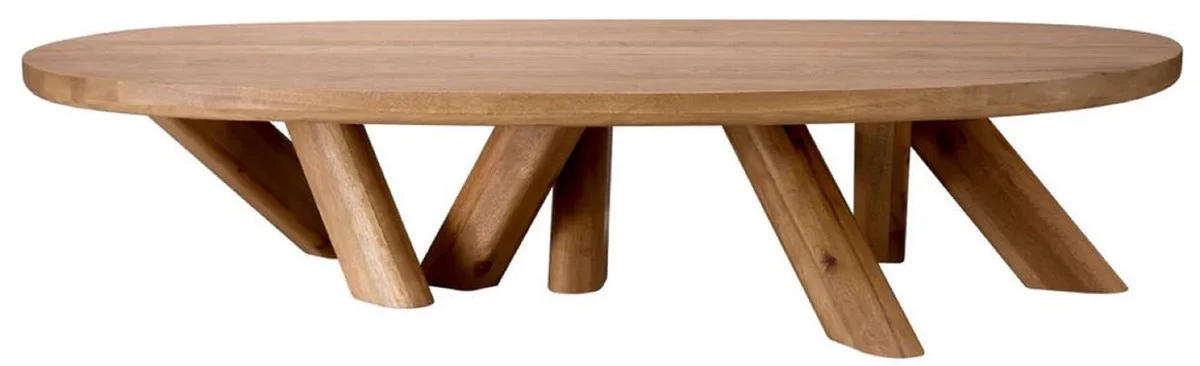 Luxury solid wood coffee table brown 170 x 85 x H. 35 cm - Oval oak wood living room table - Living room furniture - Luxury furniture - Luxury quality