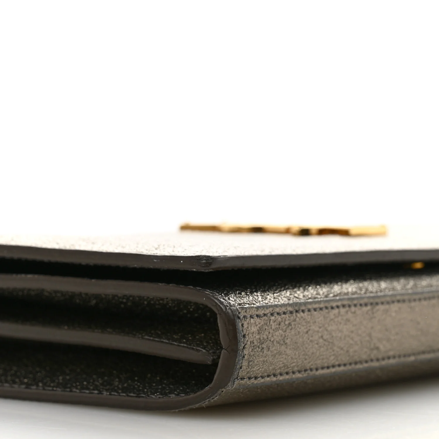 Grained Metallic Calfskin Monogram Chain Wallet Bronze - Top Club
