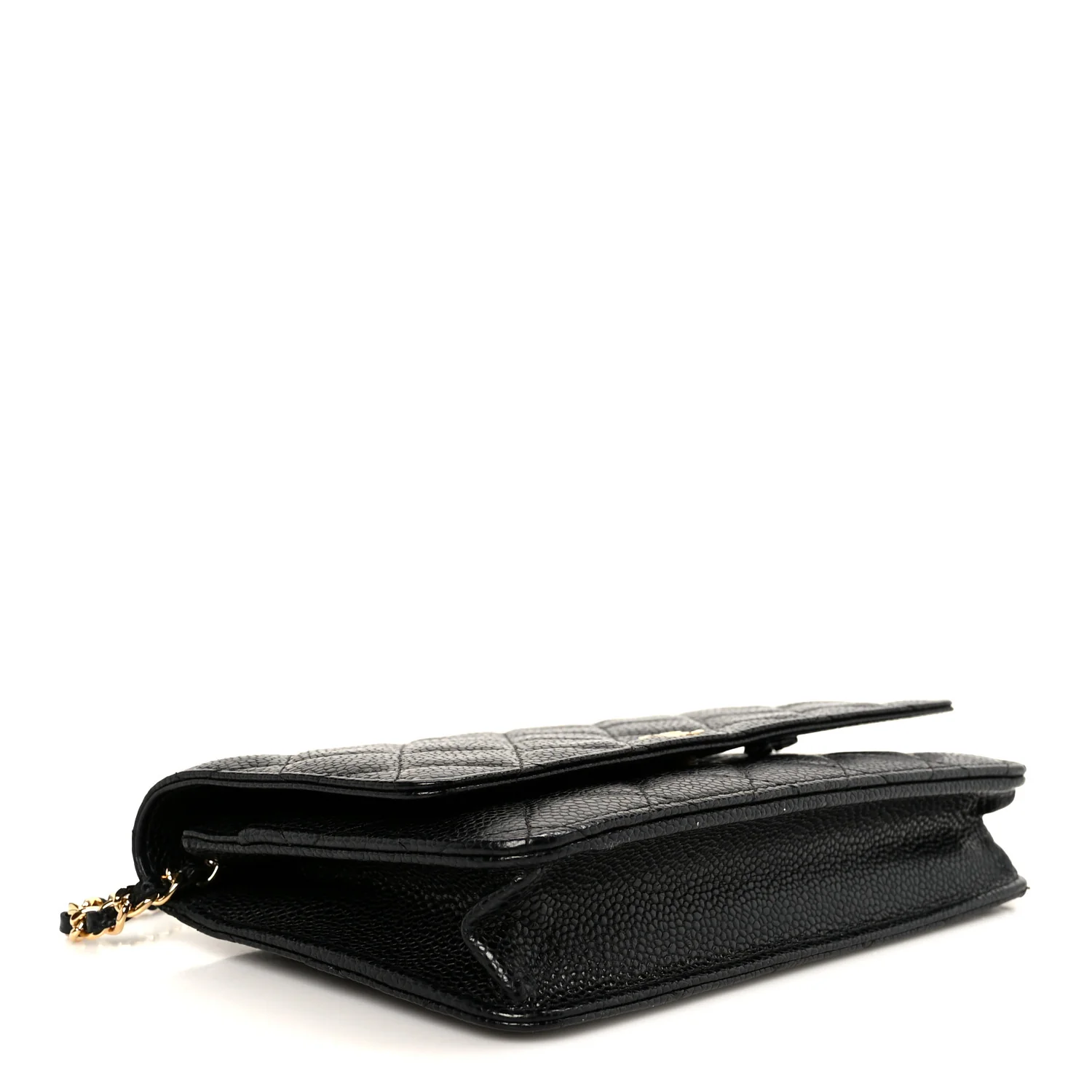 Caviar Quilted Wallet on Chain WOC Black - Top Club