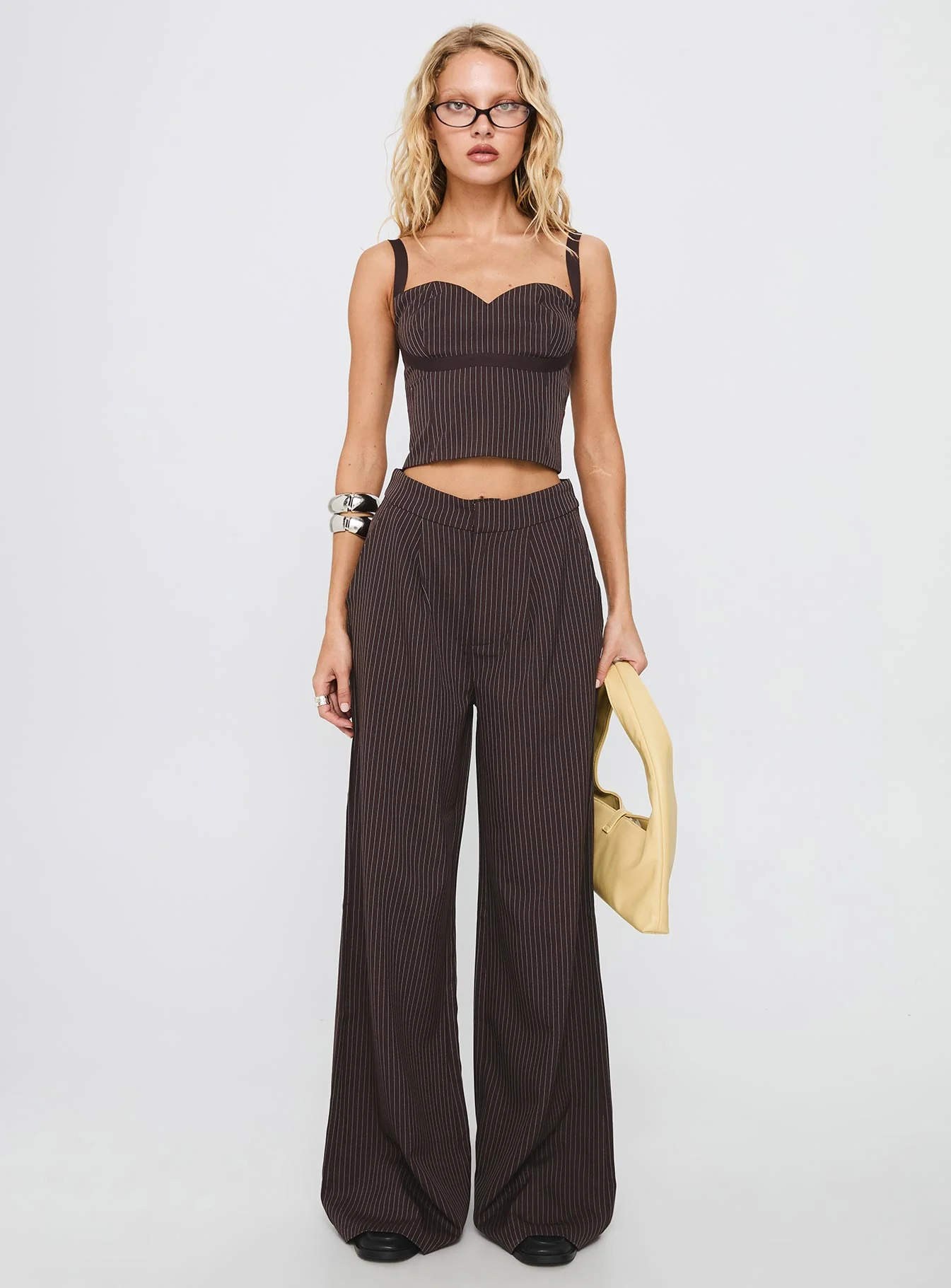 Briana Set Chocolate Pinstripe