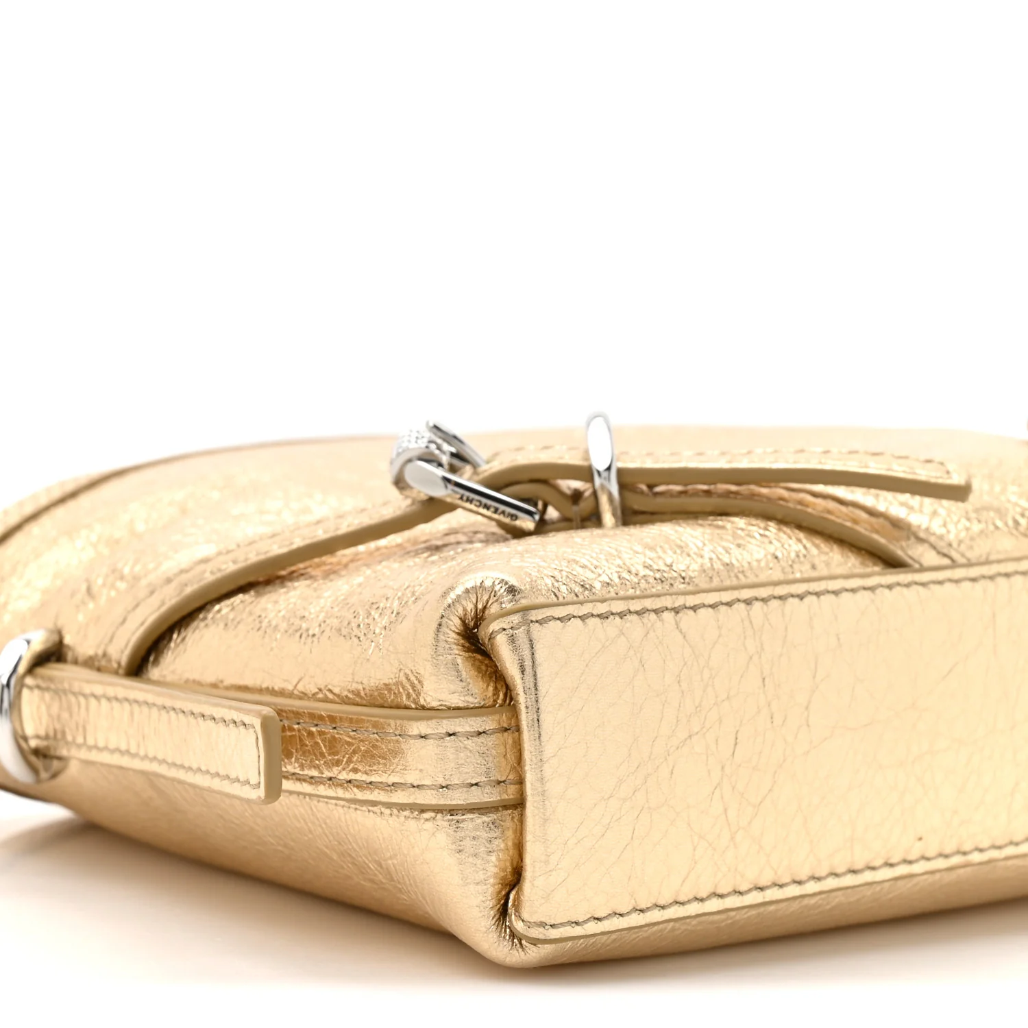 Metallic Tumbled Calfskin Nano Voyou Bag Golden Sand - Top Club