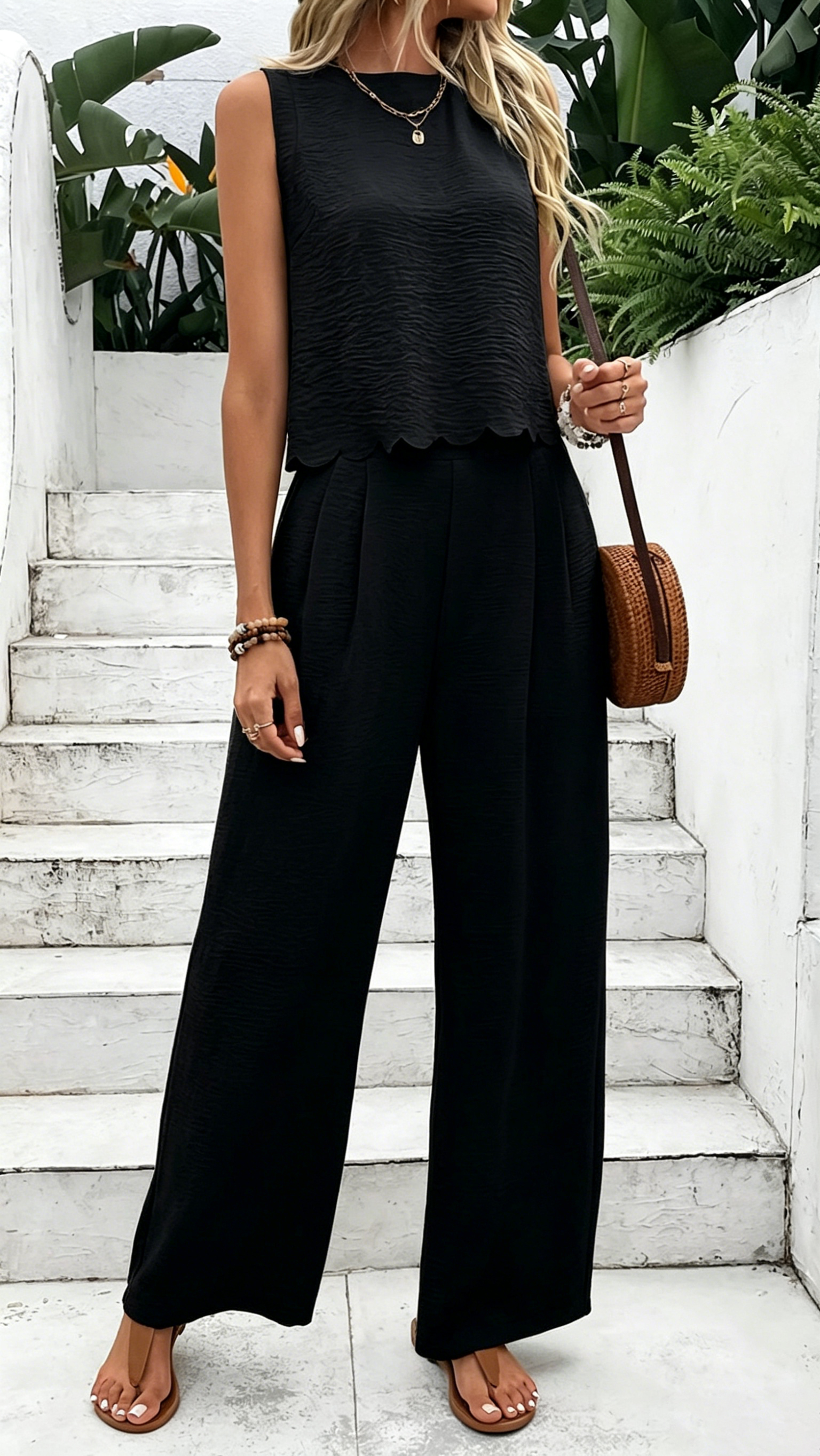 Women's Fashion Sleeveless Vest and Casual Trousers Set - Nordfashionstorm - Women's Clothing, Fashion for You - Nordfashionstorm.com