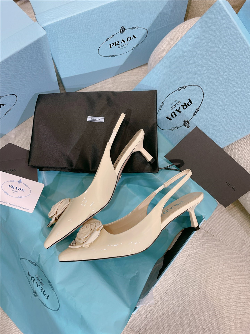 prada patent leather back strap flower heel sandals - Sneaker Replica Workshop