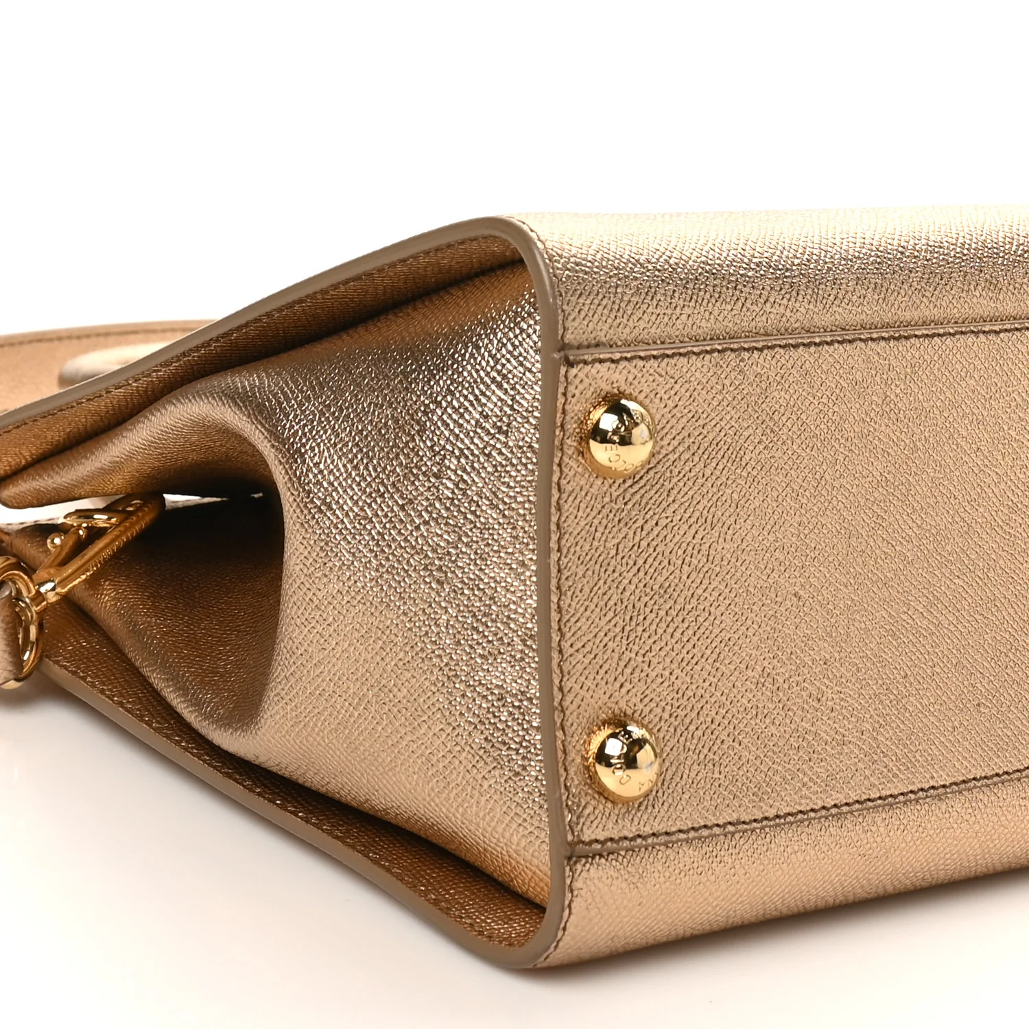 Metallic Dauphine Medium Frame Tote Gold - Top Club