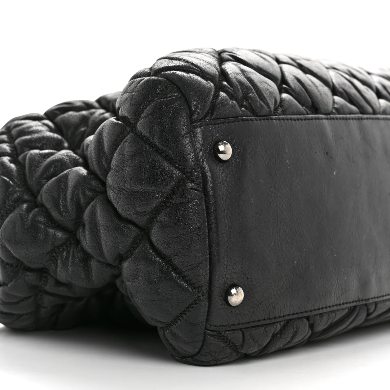 Calfskin Bubble Quilt Bowler Black - Top Club