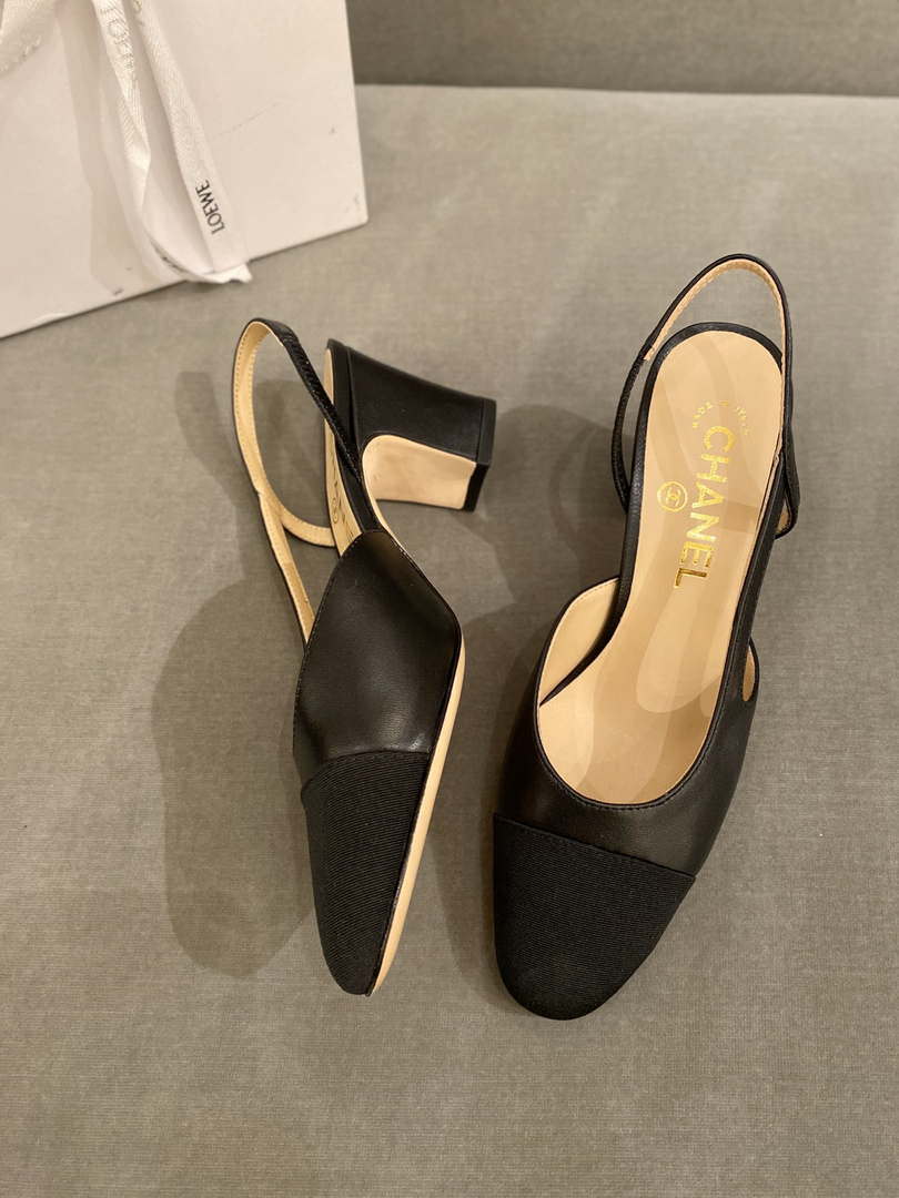 Chanel Women's Slingbacks Goatskin Grosgrain Sandals Shoes C91001 - Sneaker Replica Workshop