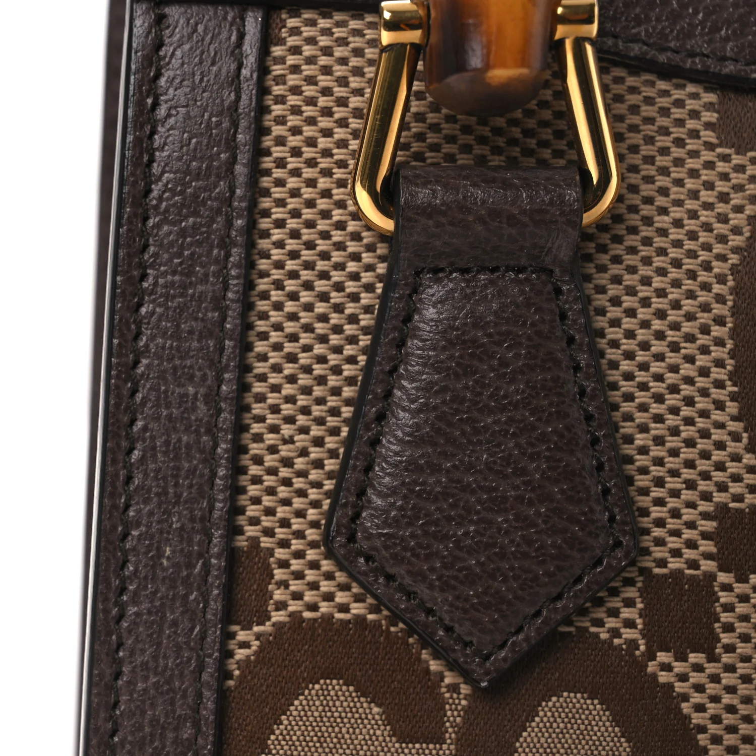 Monogram Jumbo GG Textured Dollar Calfskin Mini Diana Tote Bag Camel Ebony New Acero - Top Club