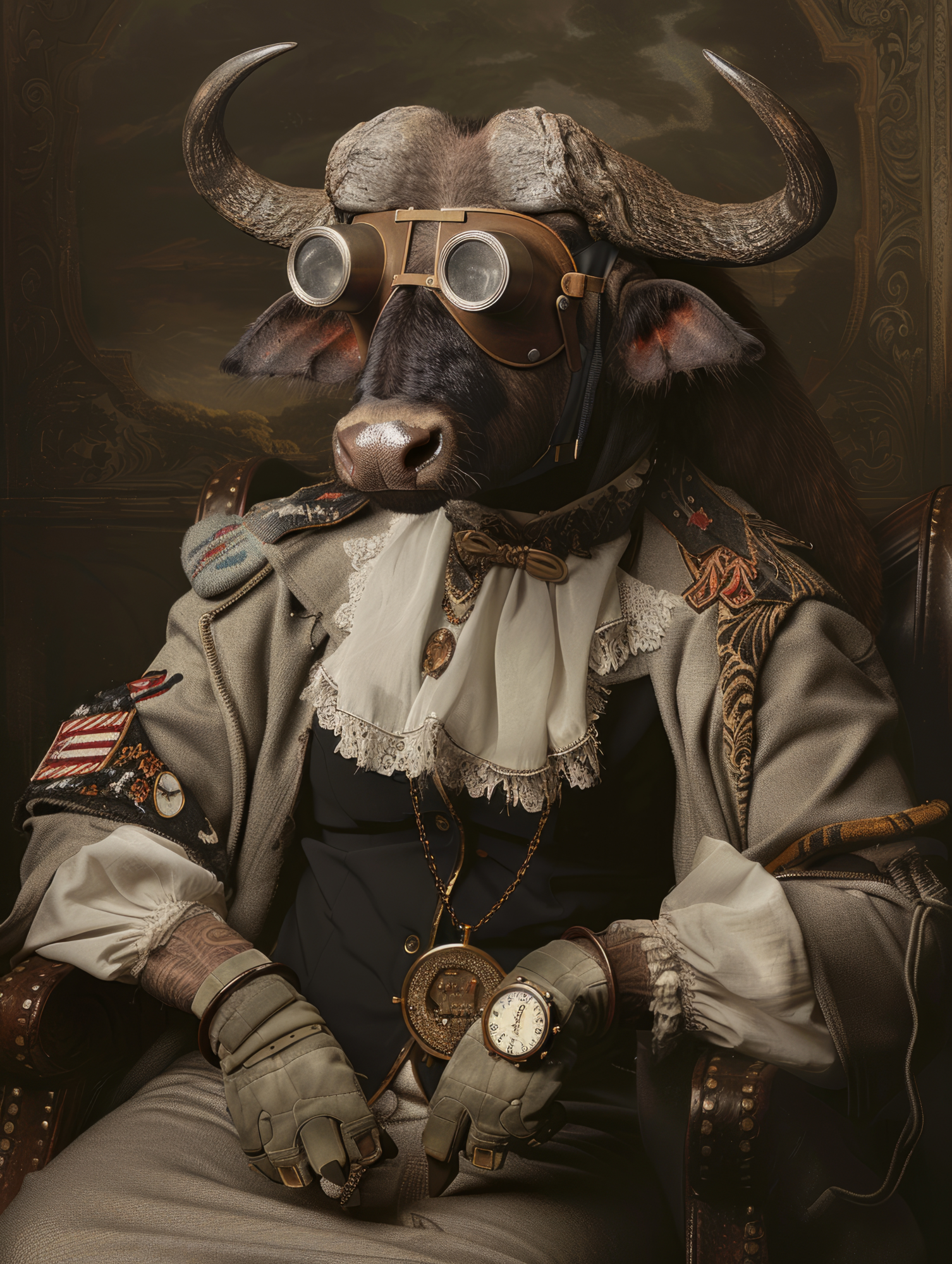 Canvas schilderij van een Buffalo 100x200 cm