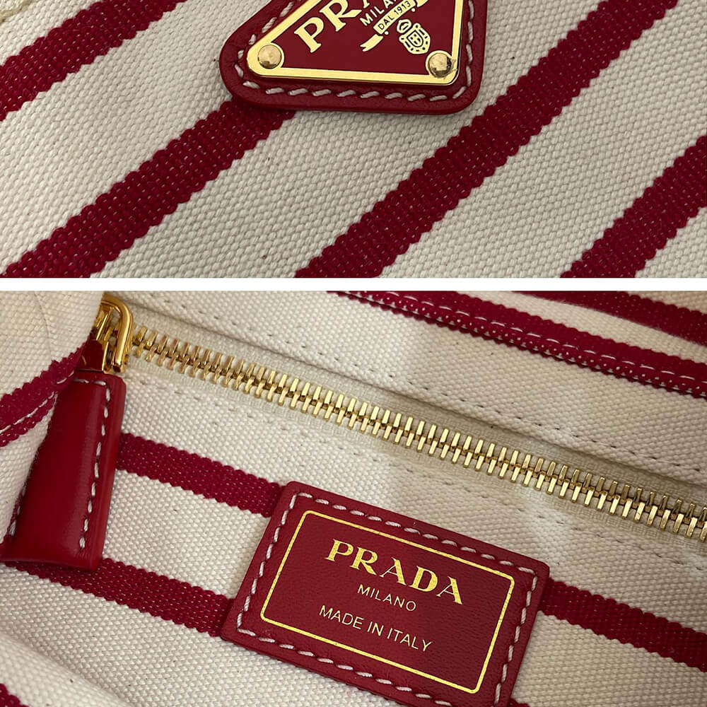 Prada Mariner small striped fabric bucket bag - Top Club
