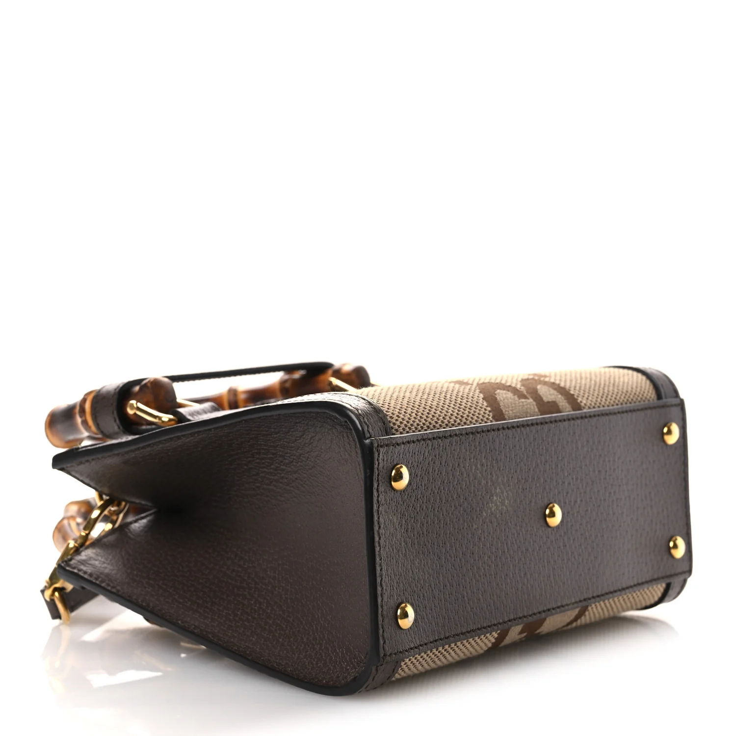 Monogram Jumbo GG Textured Dollar Calfskin Mini Diana Tote Bag Camel Ebony New Acero - Top Club