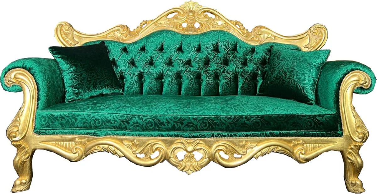 Pompöös by Luxury Baroque 3 Seater Sofa Green Bouquet Pattern / Gold - Pompöös Baroque Sofa designed by Harald Glööckler - Baroque living room furniture