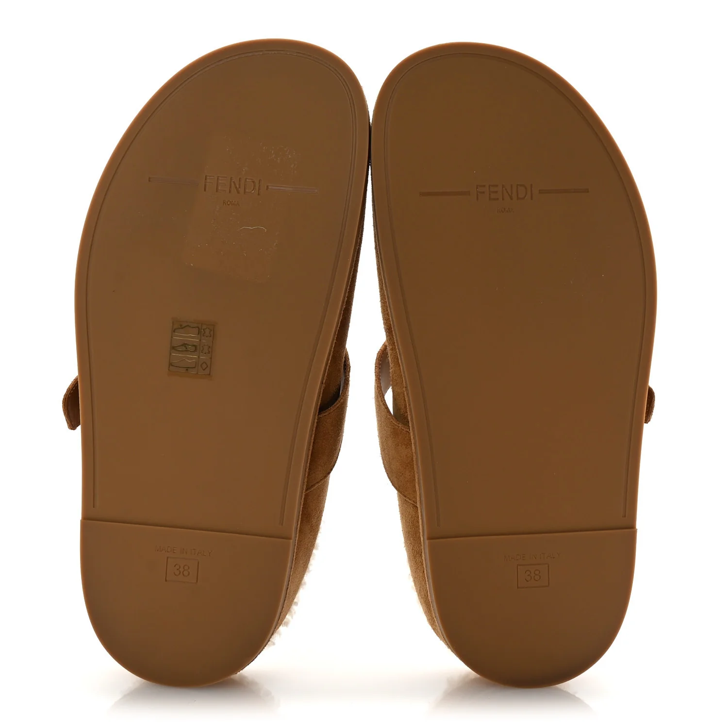 Suede Shearling Fendi Feel Buckled Clogs 38 Caramel Latte - Top Club