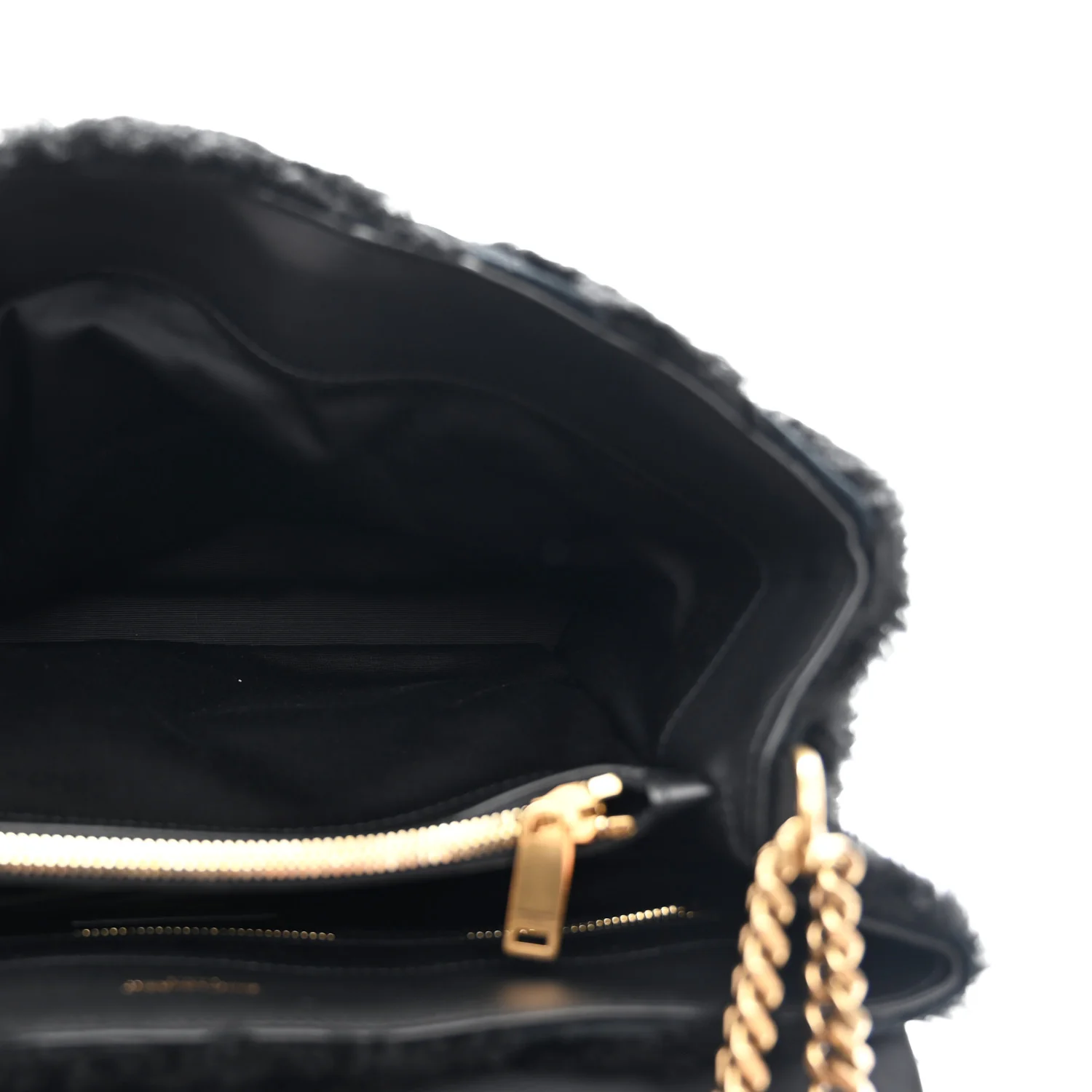 Shearling Y Quilted Monogram Medium Loulou Chain Satchel Black - Top Club