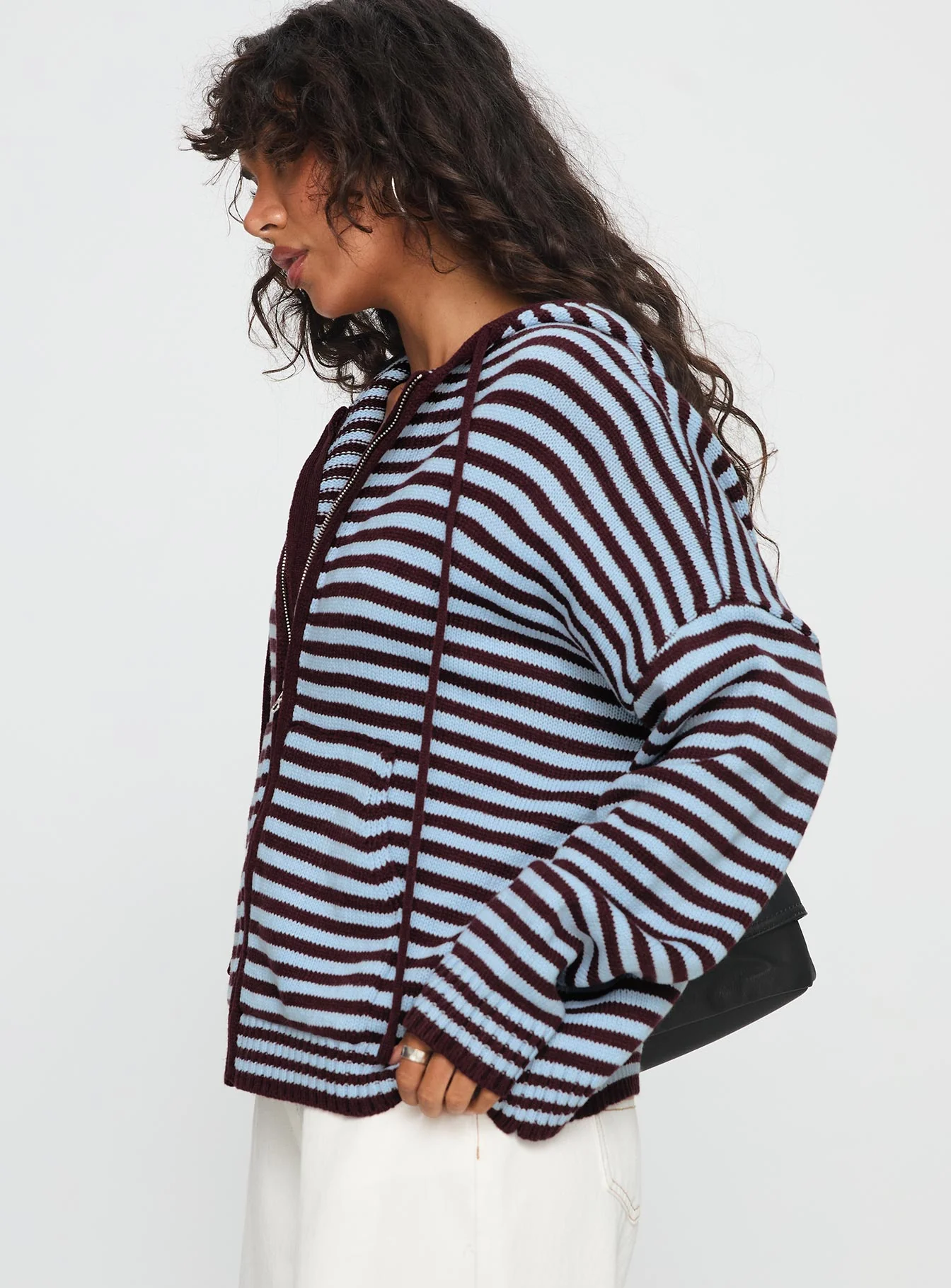 Brienna Zip Jacket Burgundy / Blue Stripe