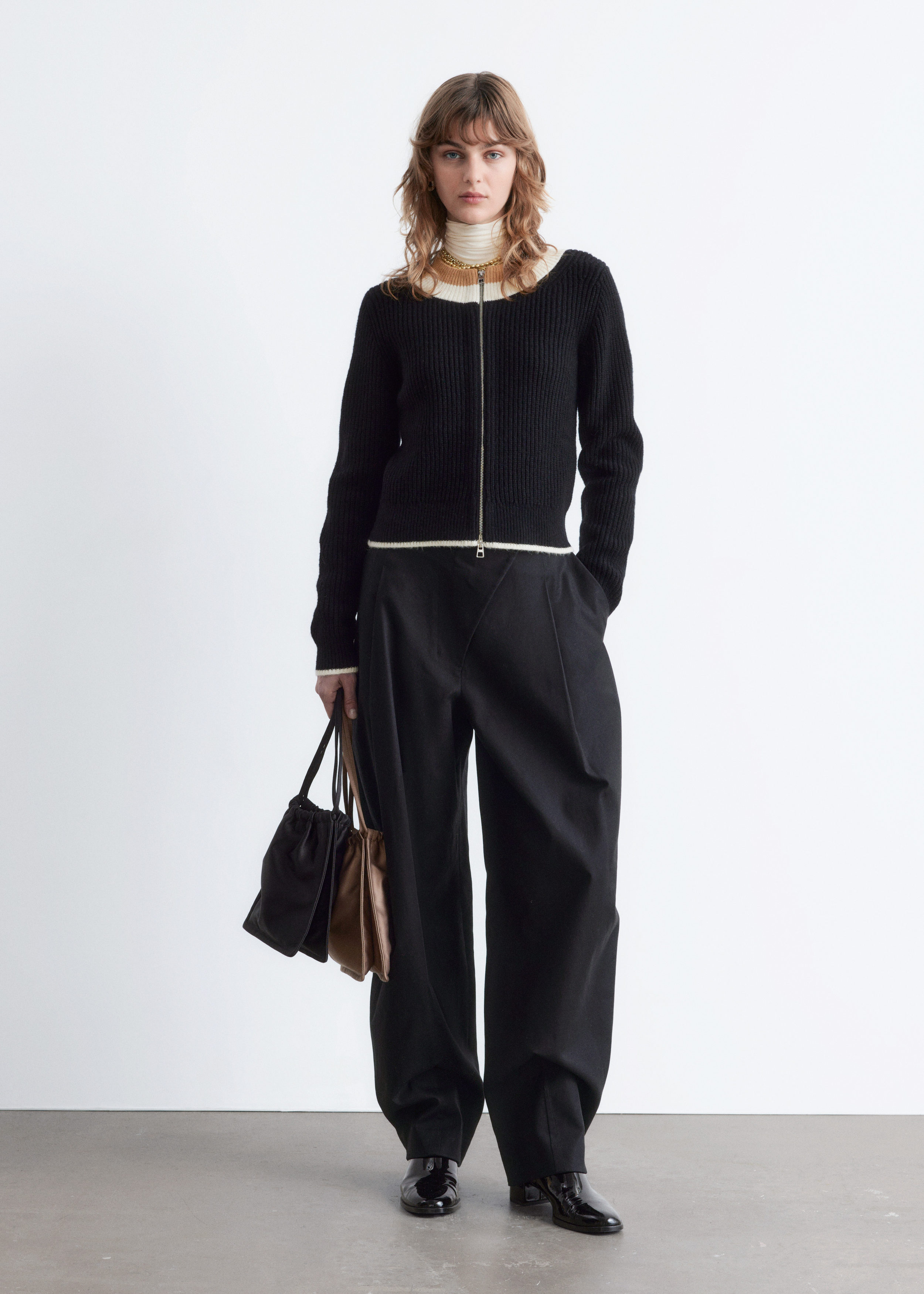 & Other Stories CONTRAST TRIM ZIP CARDIGAN