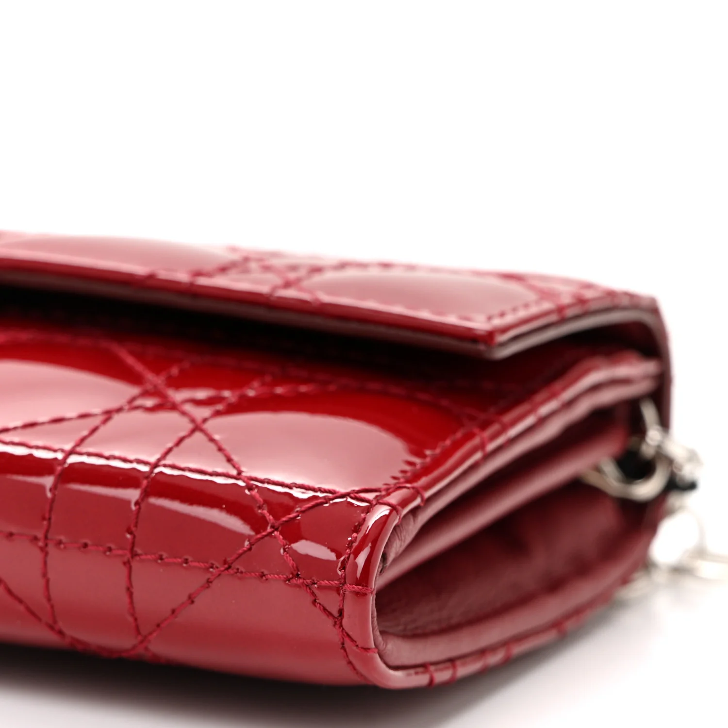 Patent Cannage Lady Dior Rendezvous Wallet On Chain Rouge Ceris - Top Club
