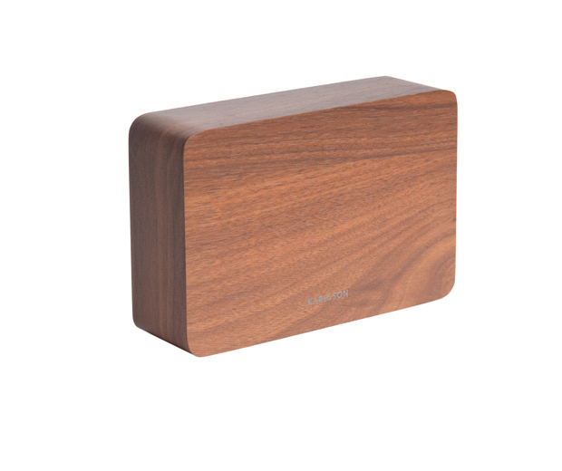 Alarm clock Square dark wood veneer, white LED