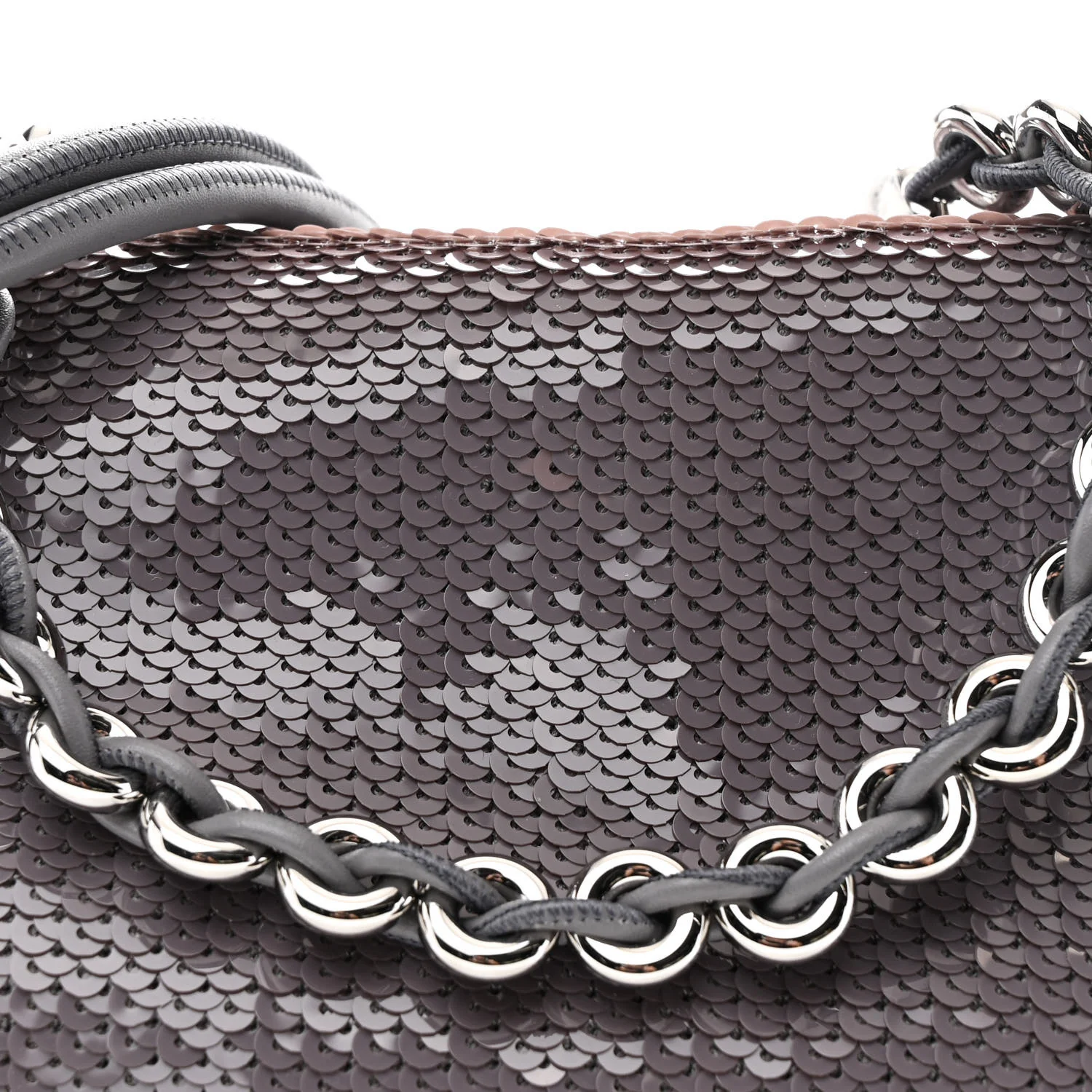 Sequin Medium Donut Chain Flamenco Knot Clutch Grey - Top Club