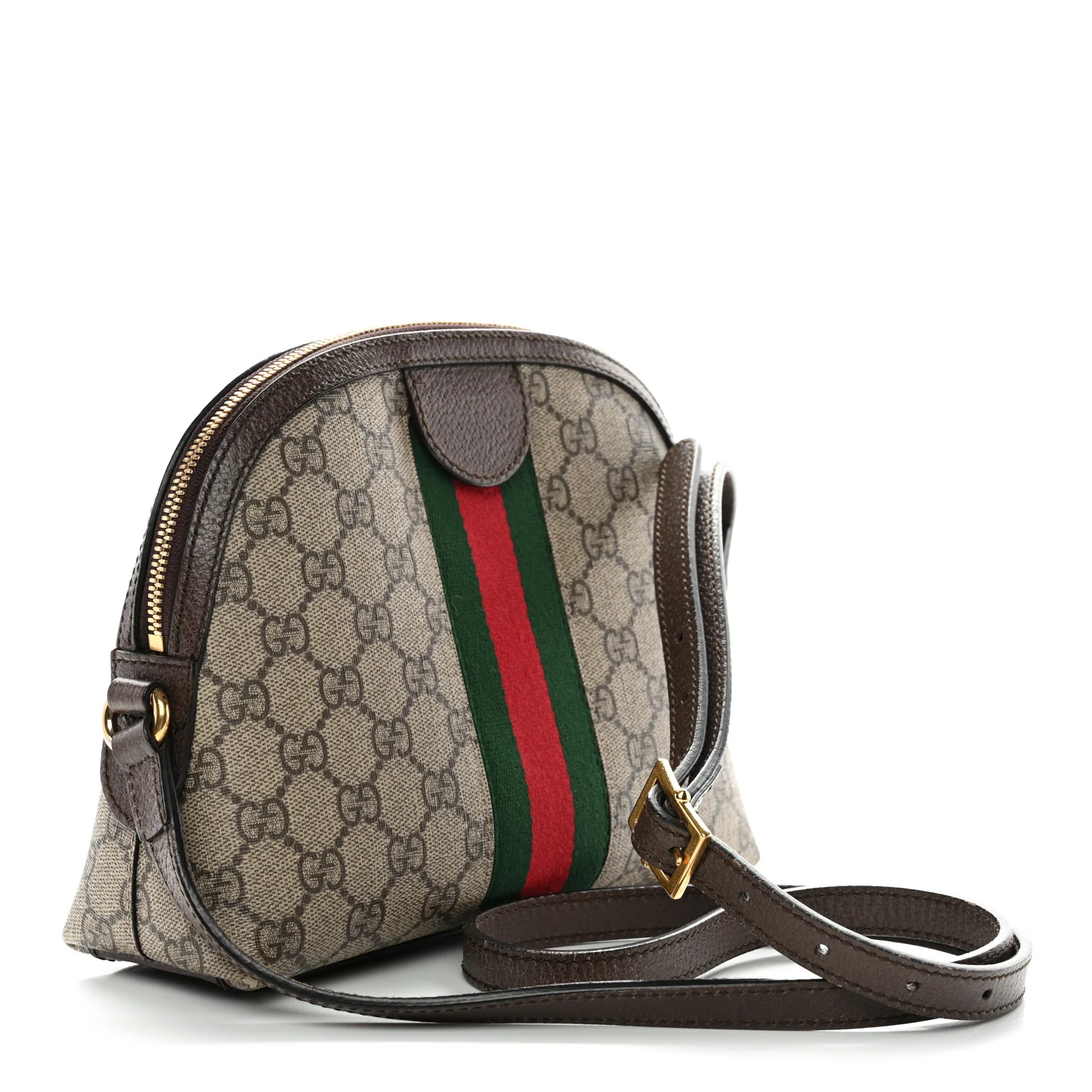 GG Supreme Monogram Textured Dollar Calfskin Web Small Ophidia Dome Shoulder Bag Beige Ebony New Acero - Top Club