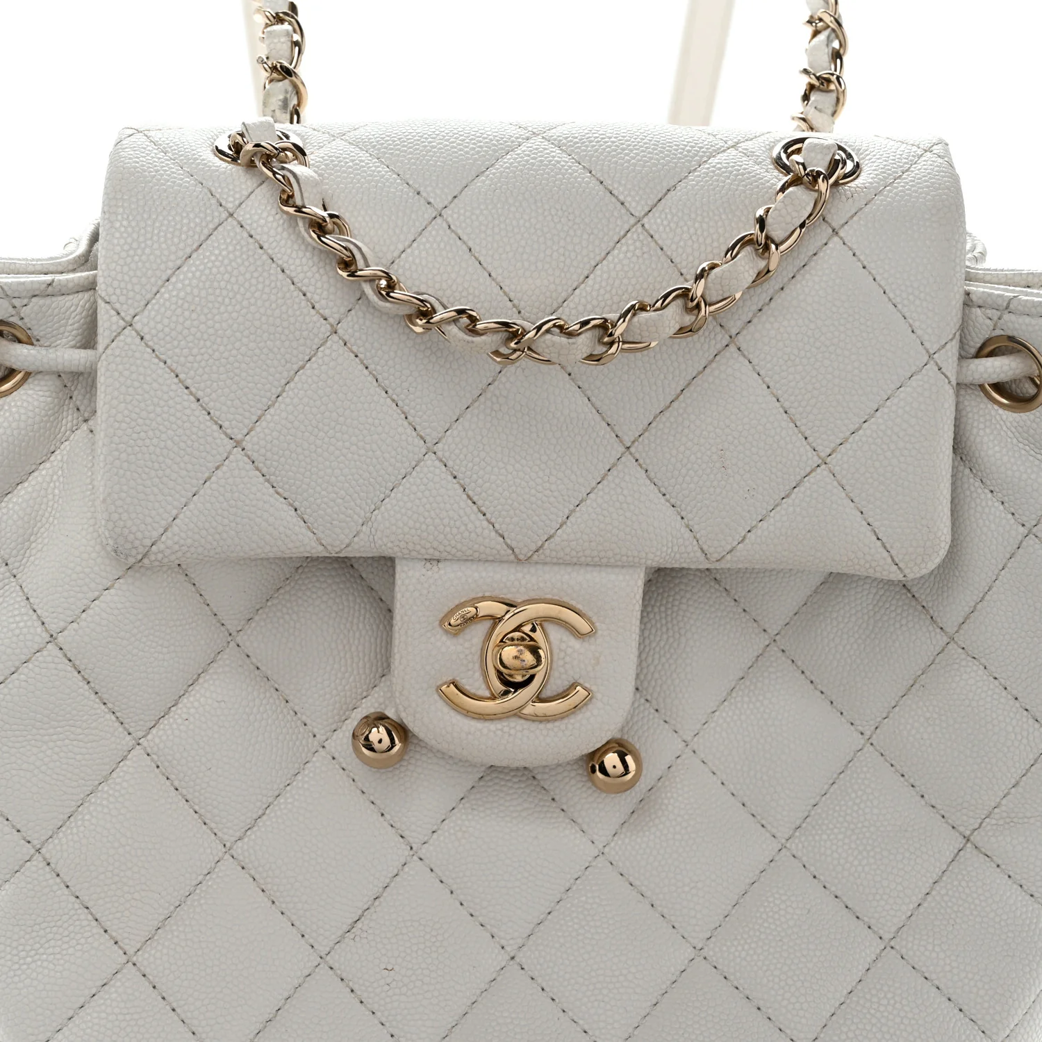Caviar Quilted Mini Urban Spirit Backpack White - Top Club