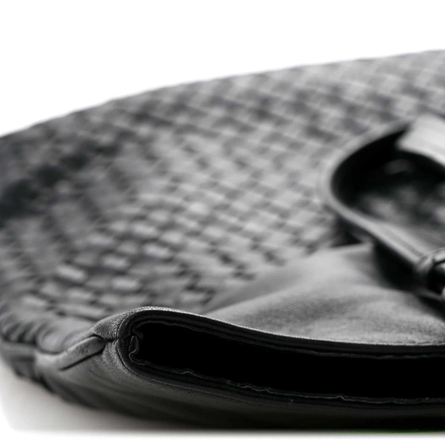 Nappa Intrecciato Flat Shoulder Bag Black - Top Club