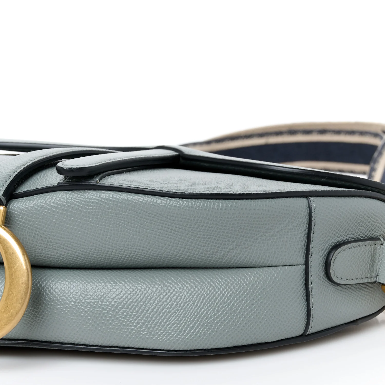 Grained Calfskin Saddle Bag With Strap Stone Grey - Top Club