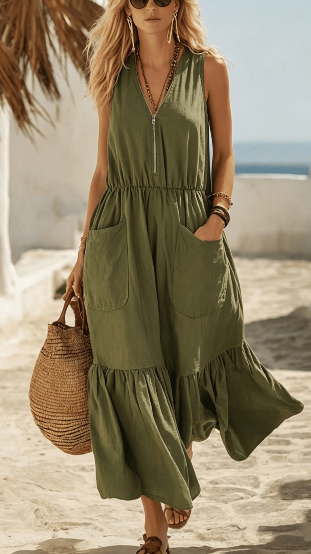 Women's Casual Retro V-Neck Dress with Pockets - Nordfashionstorm - Women's Clothing, Fashion for You - Nordfashionstorm.com
