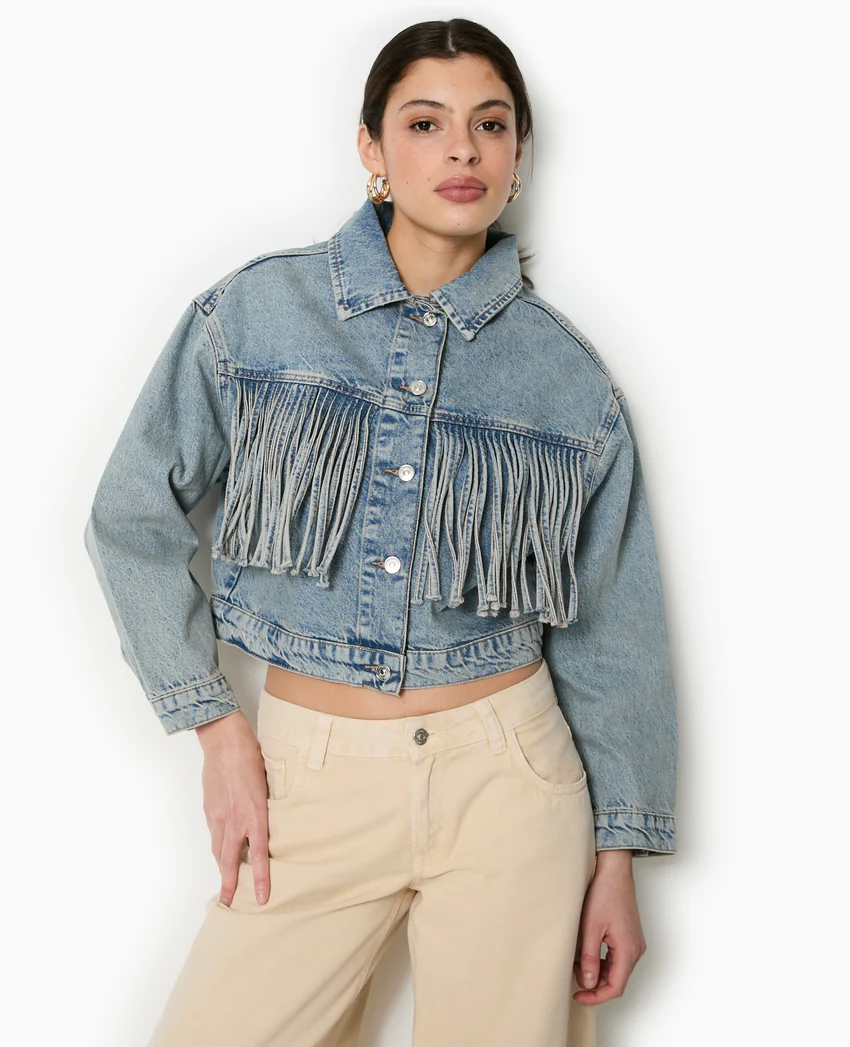 Pimkie Veste en jean avec franges