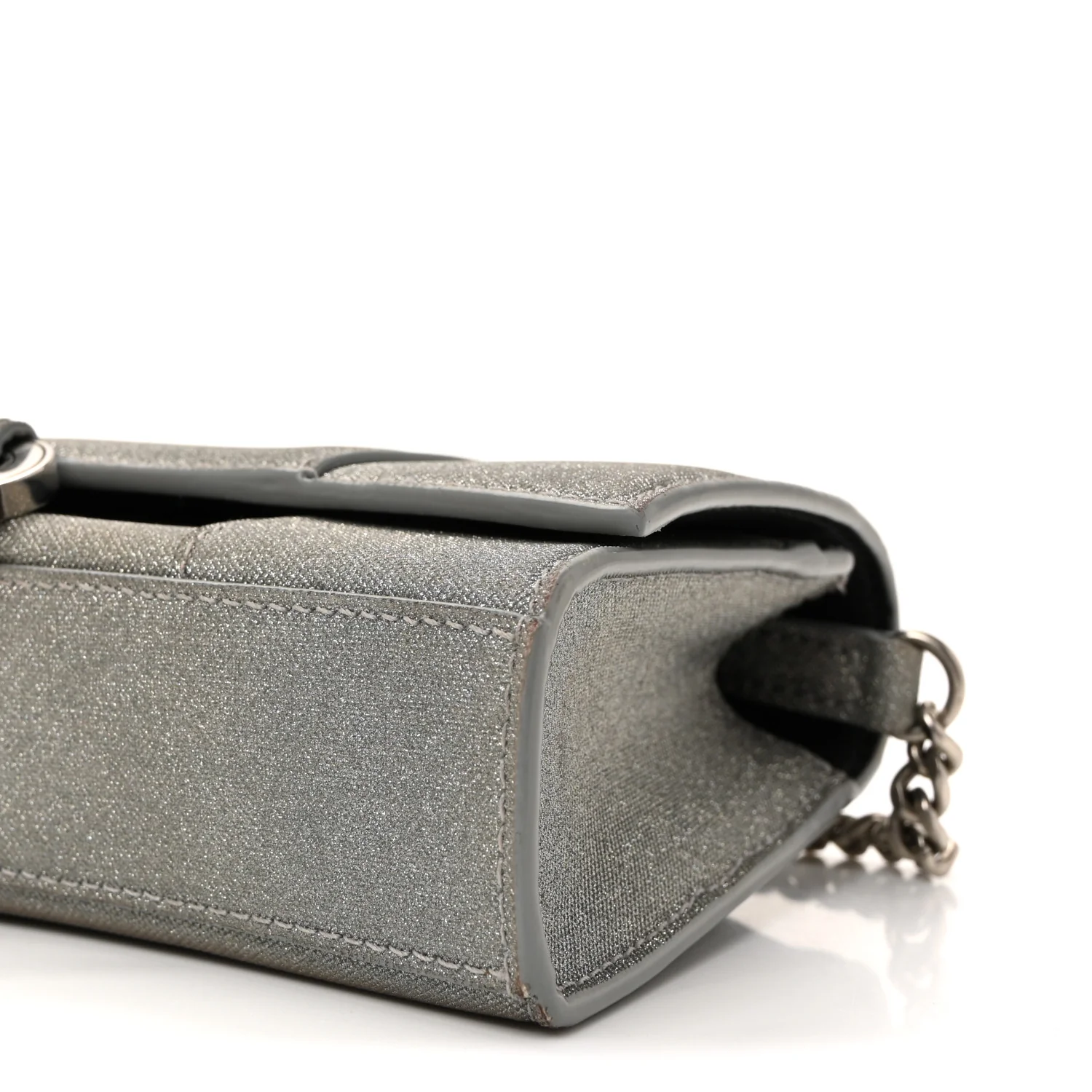 Glitter Fabric Hourglass Chain Bag Grey - Top Club