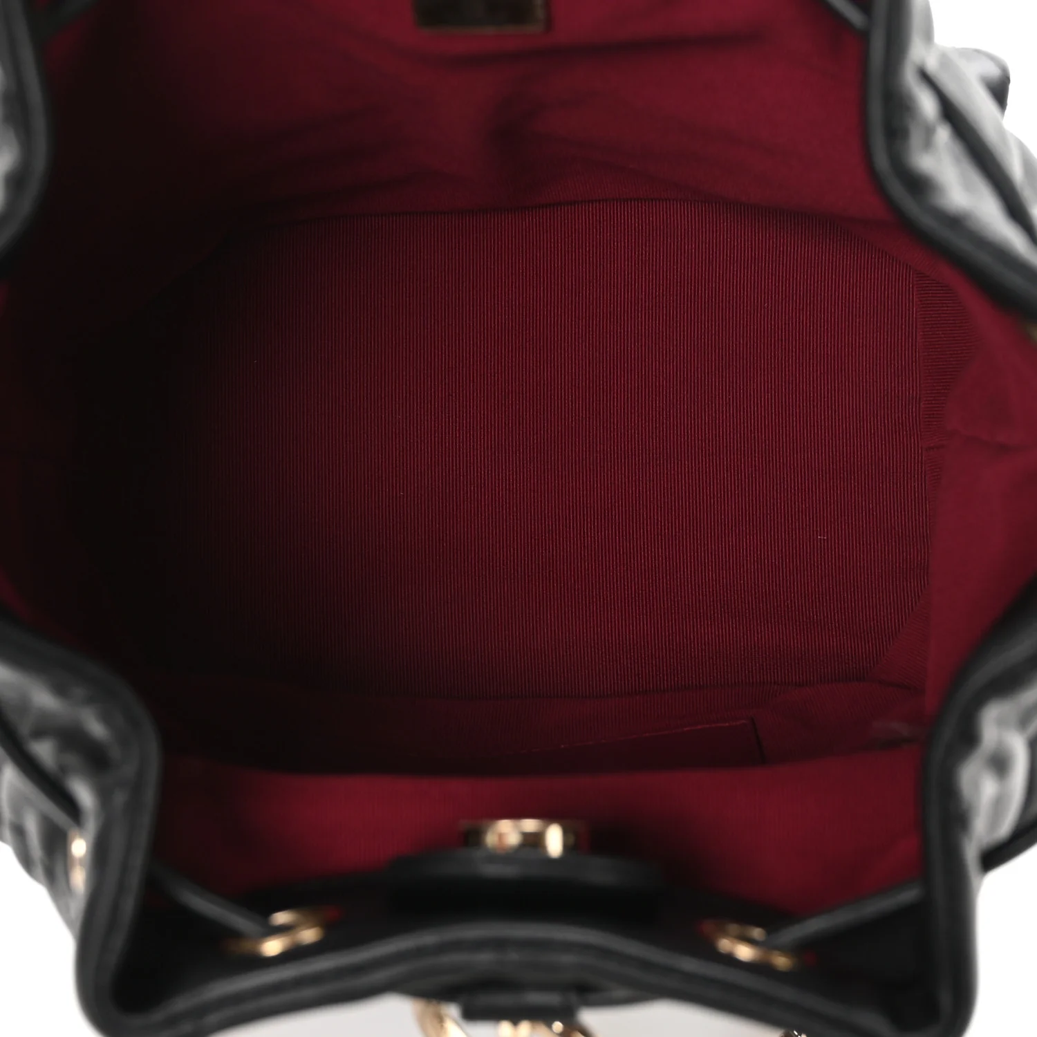 Lambskin Quilted Double Pocket Drawstring Backpack Black - Top Club