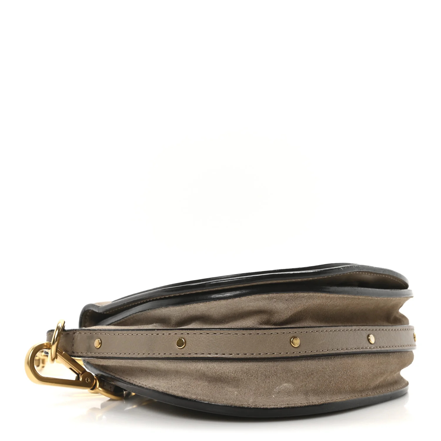 Calfskin Suede Small Nile Bracelet Bag Motty Grey - Top Club