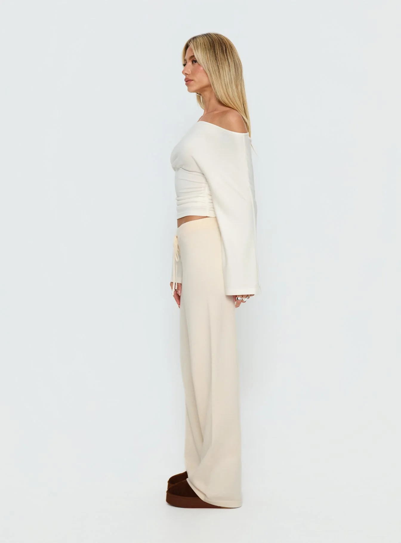 Felisha Low Waist Knit Pants White