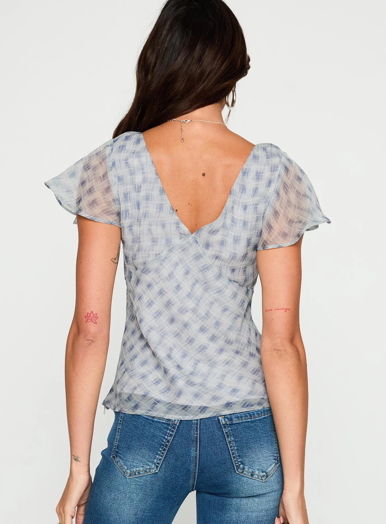 My Last Love Top Blue Check