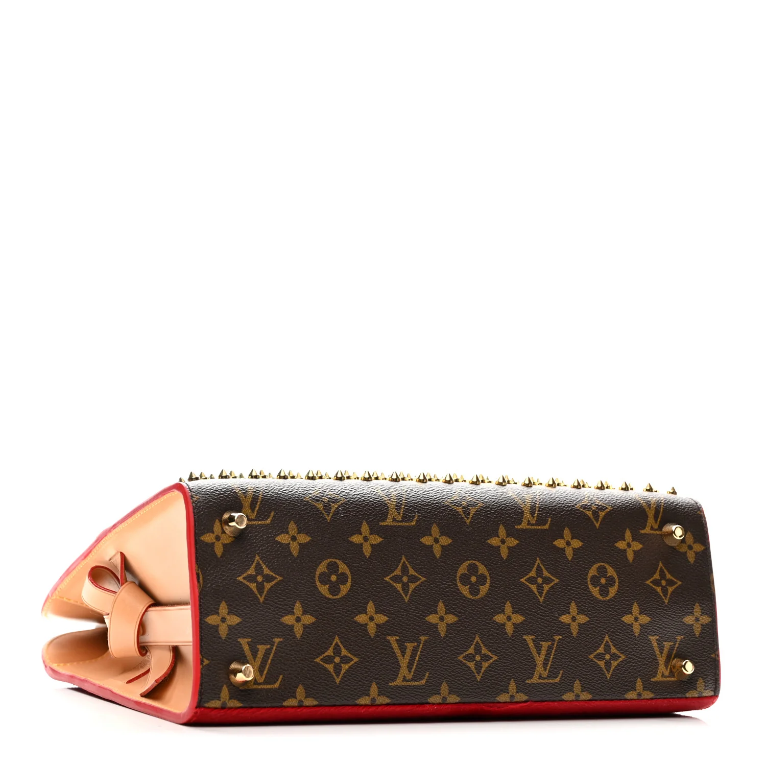 Monogram Calf Hair Spikes Iconoclasts Christian Louboutin Tote Red - Top Club