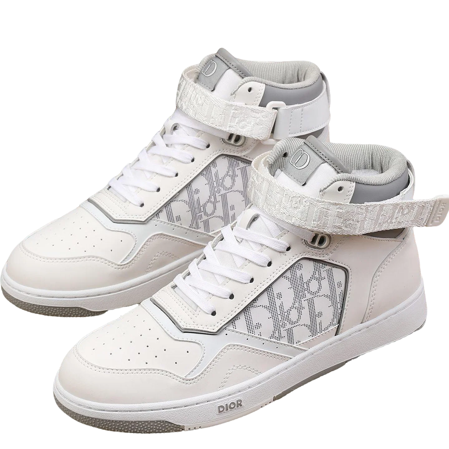 Dior Men's High Top Sneakers with Oblique Pattern and Adjustable Strap - Sneaker Replica Workshop