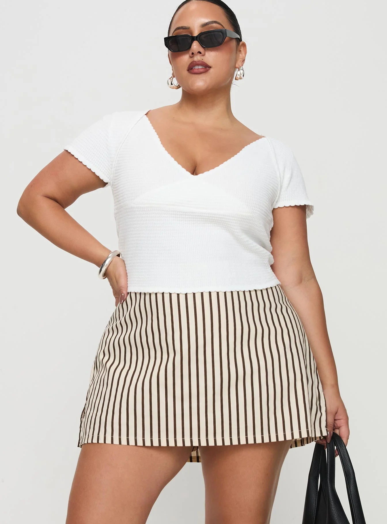 Gigi Skort Beige Stripe Curve