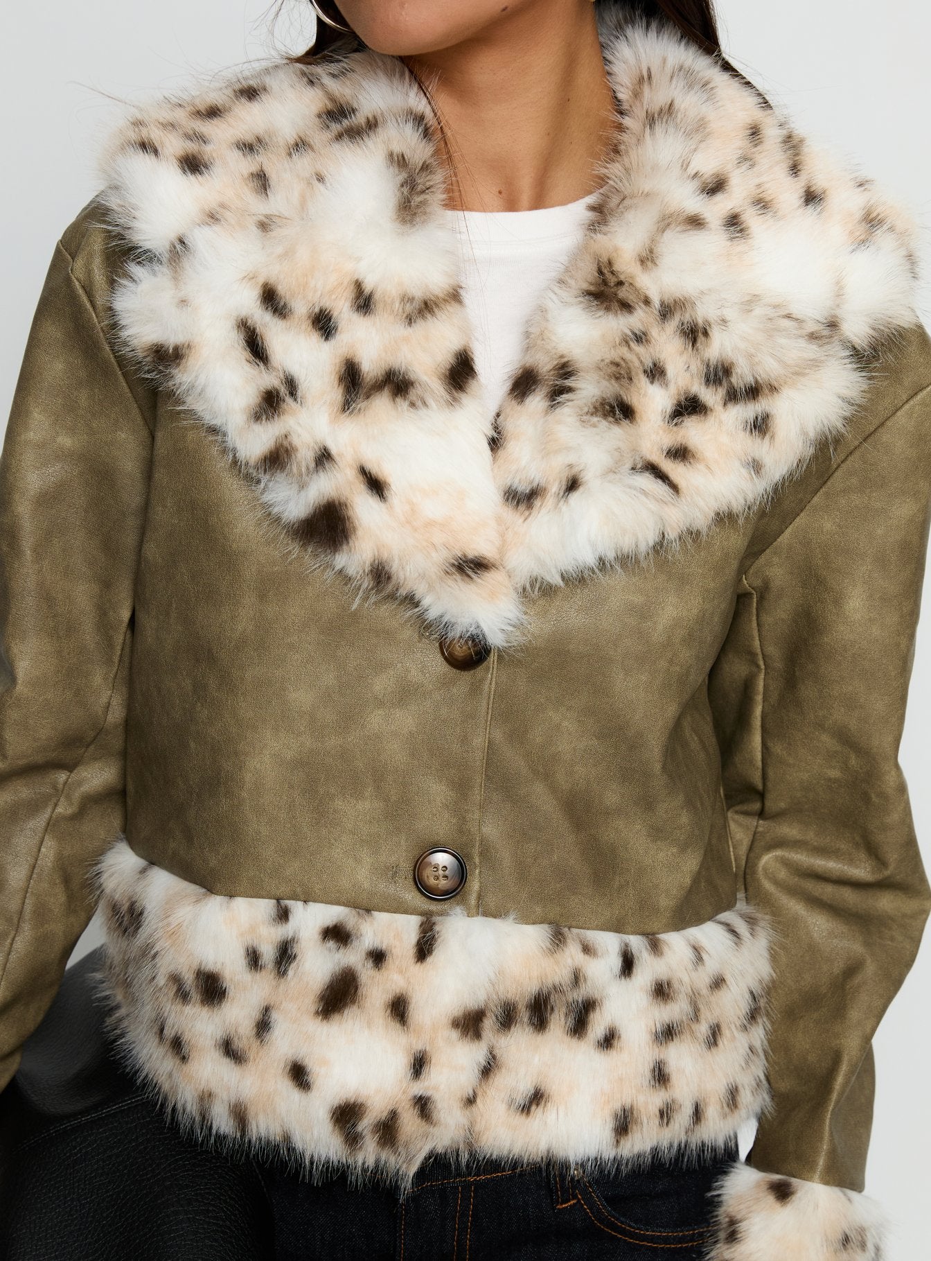 Hiraya Faux Fur Trim Jacket Vintage Green