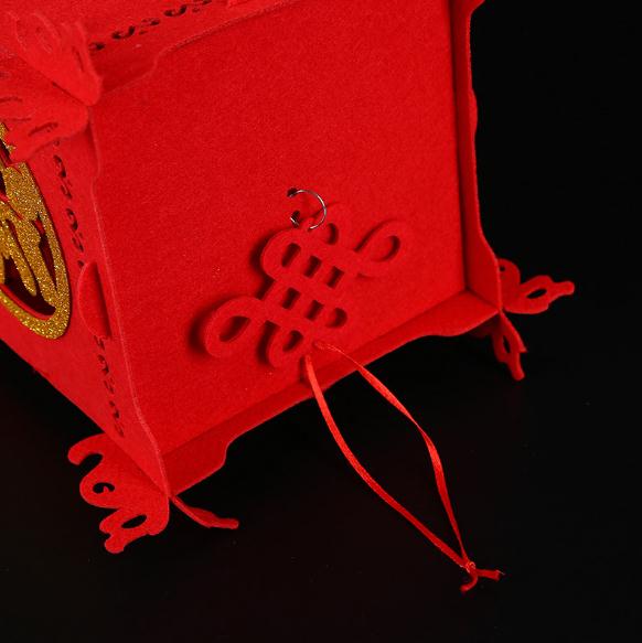 Wholesale Chinese New Year 3D Puzzle Lantern Red Flower Felt Art Craft for Wall Decor Lucky Decoration(10 pcs)