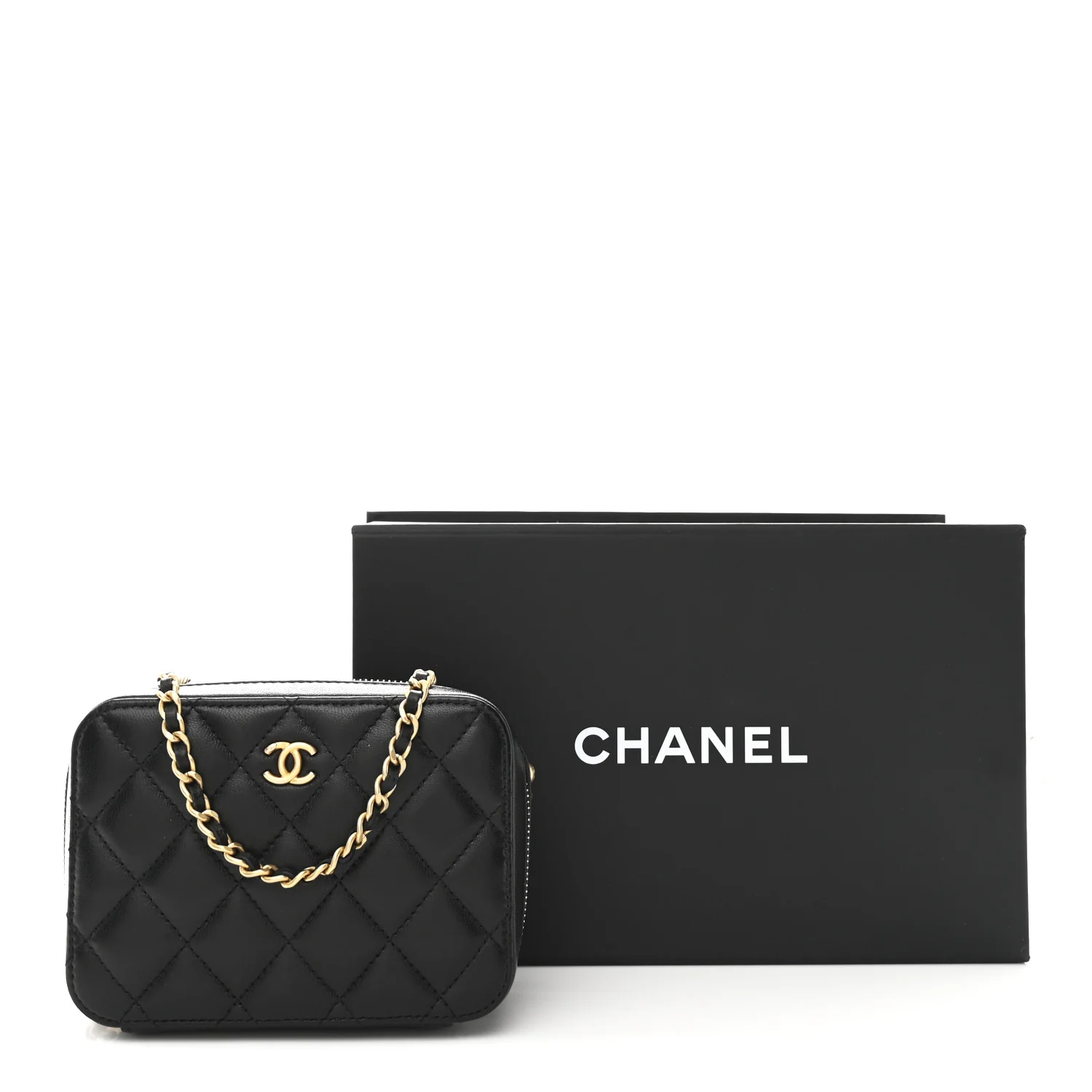 Lambskin Quilted CC Pearl Crush Camera Case Black - Top Club